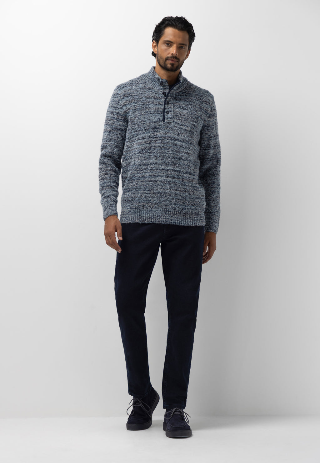 Pull chiné à demi-zip
