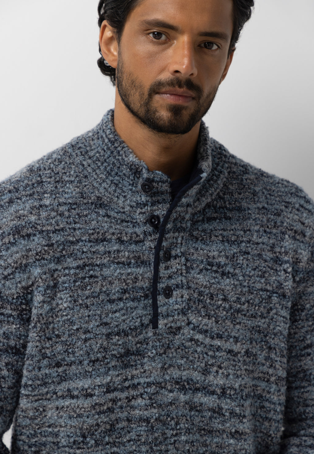 Pull chiné à demi-zip