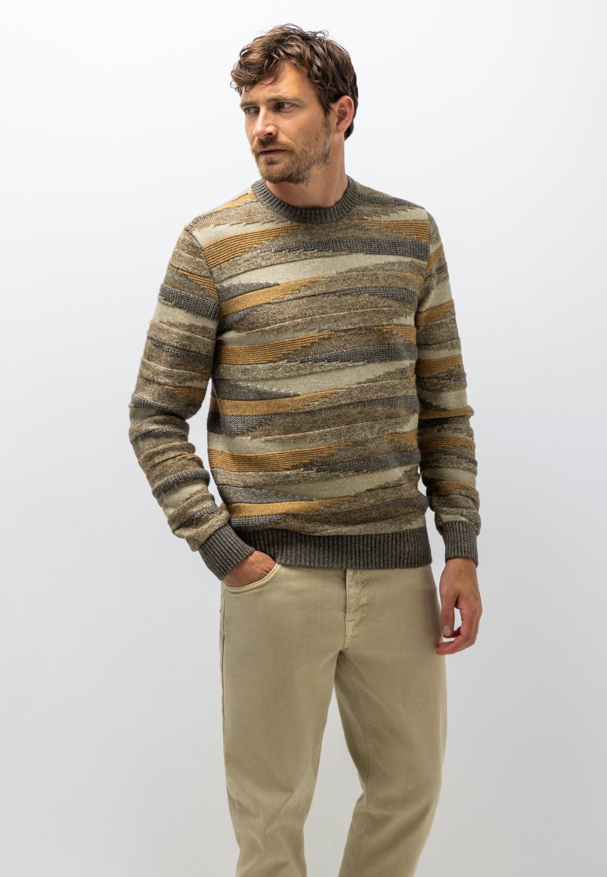Pull jacquard en mélange de coton bio