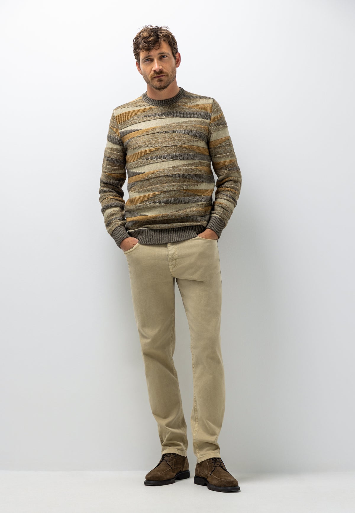 Pull jacquard en mélange de coton bio
