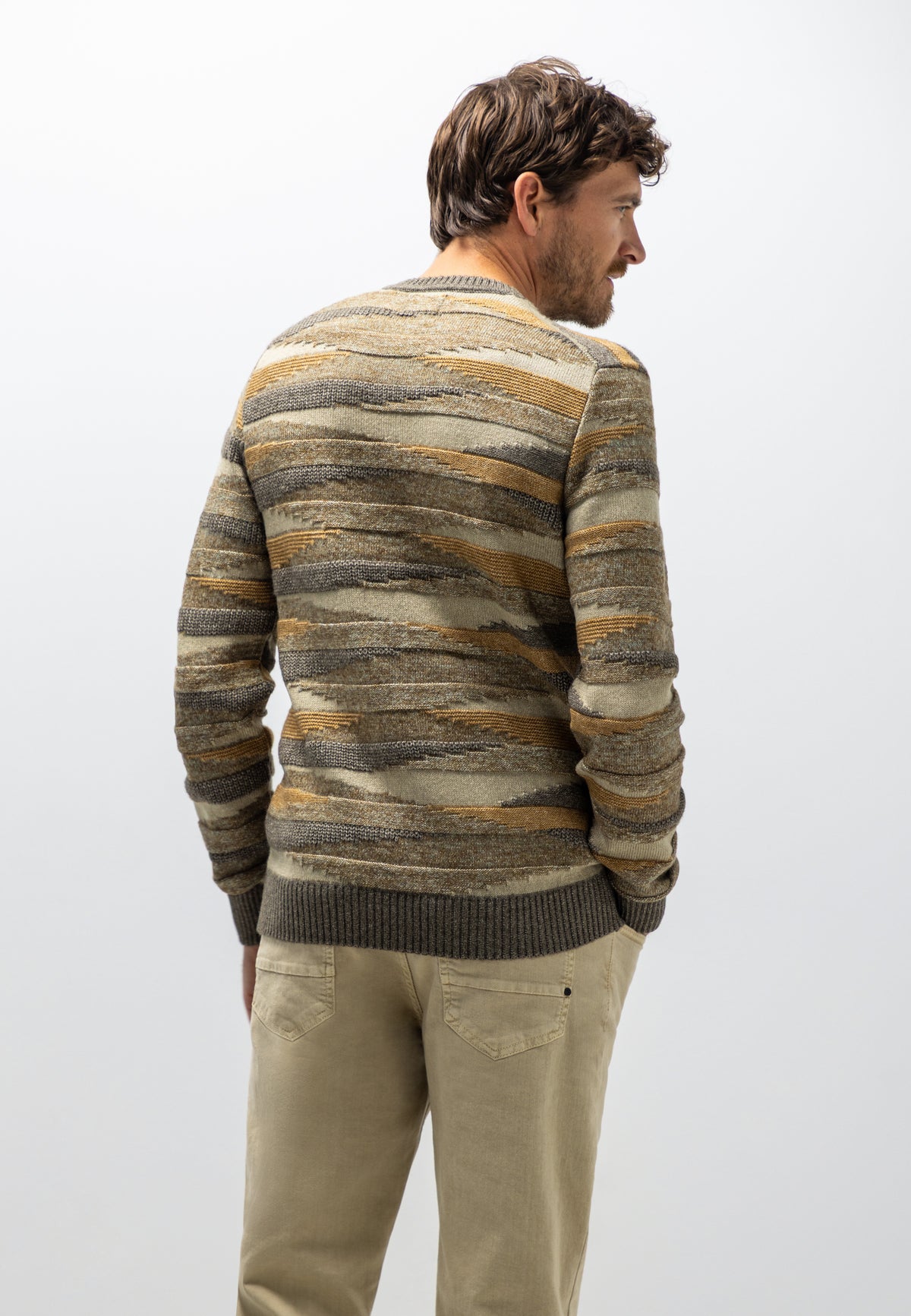 Pull jacquard en mélange de coton bio