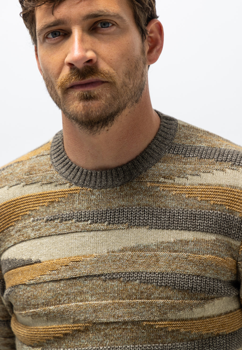 Pull jacquard en mélange de coton bio