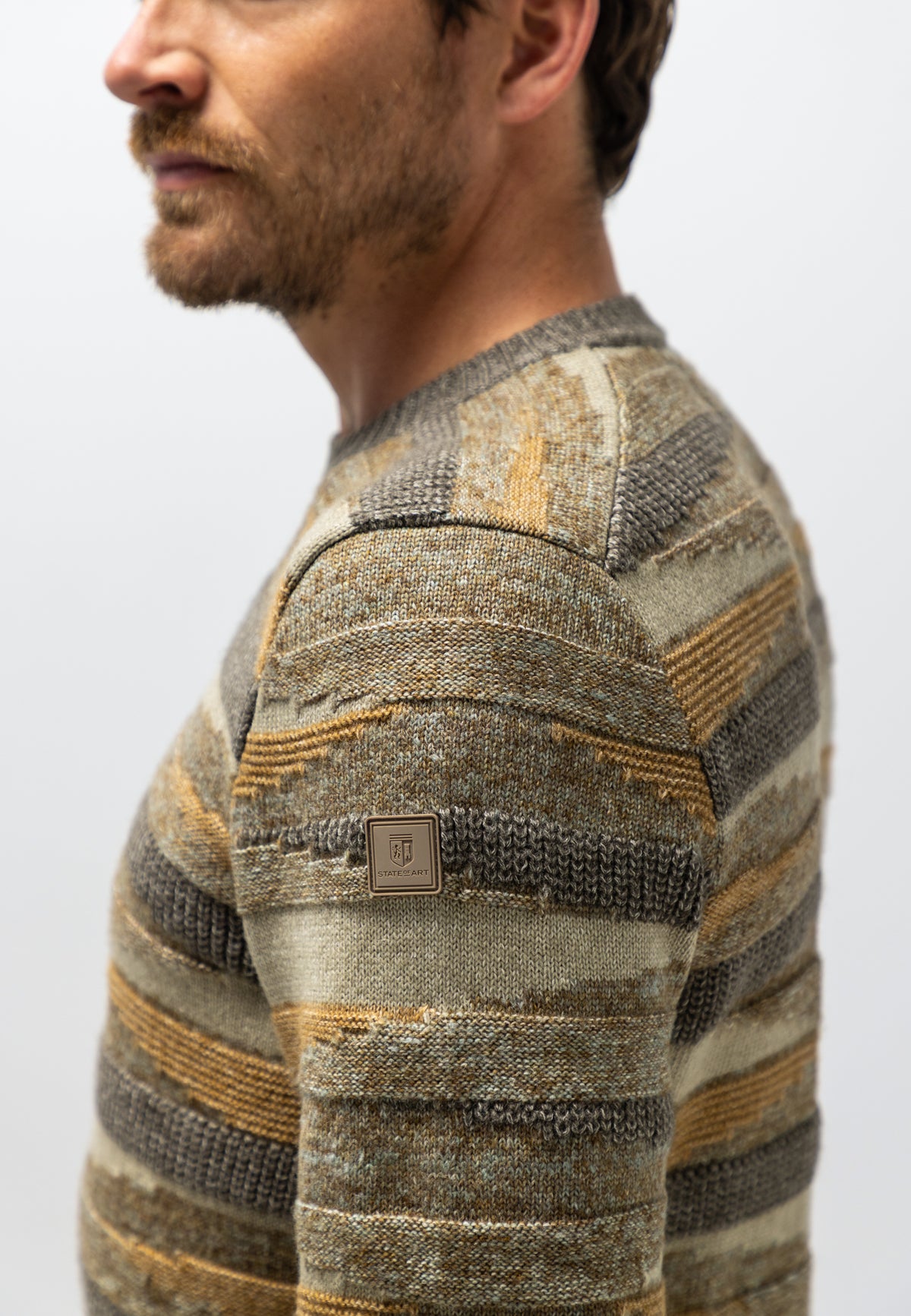 Pull jacquard en mélange de coton bio