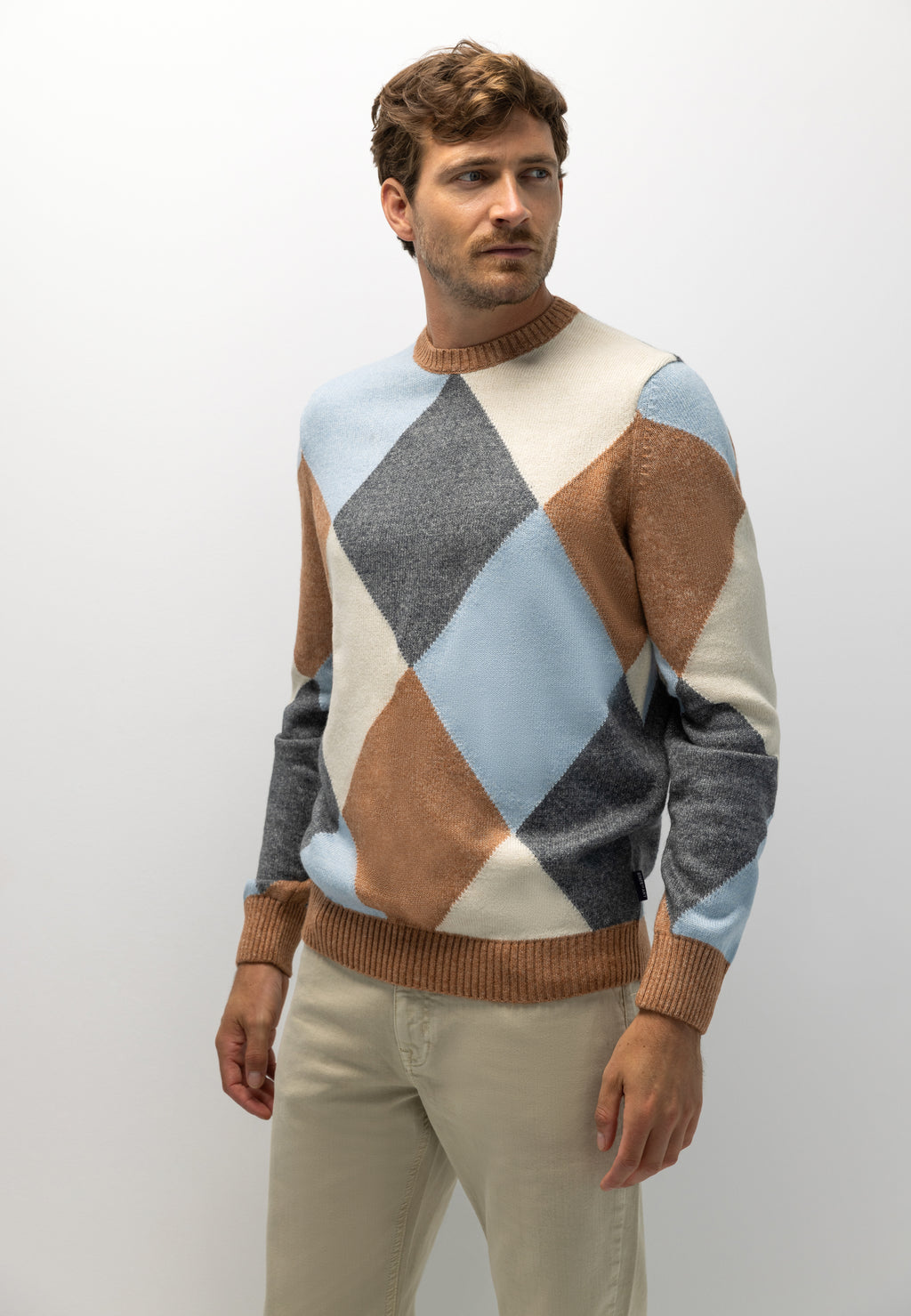 Pull jacquard en mélange de coton biologique