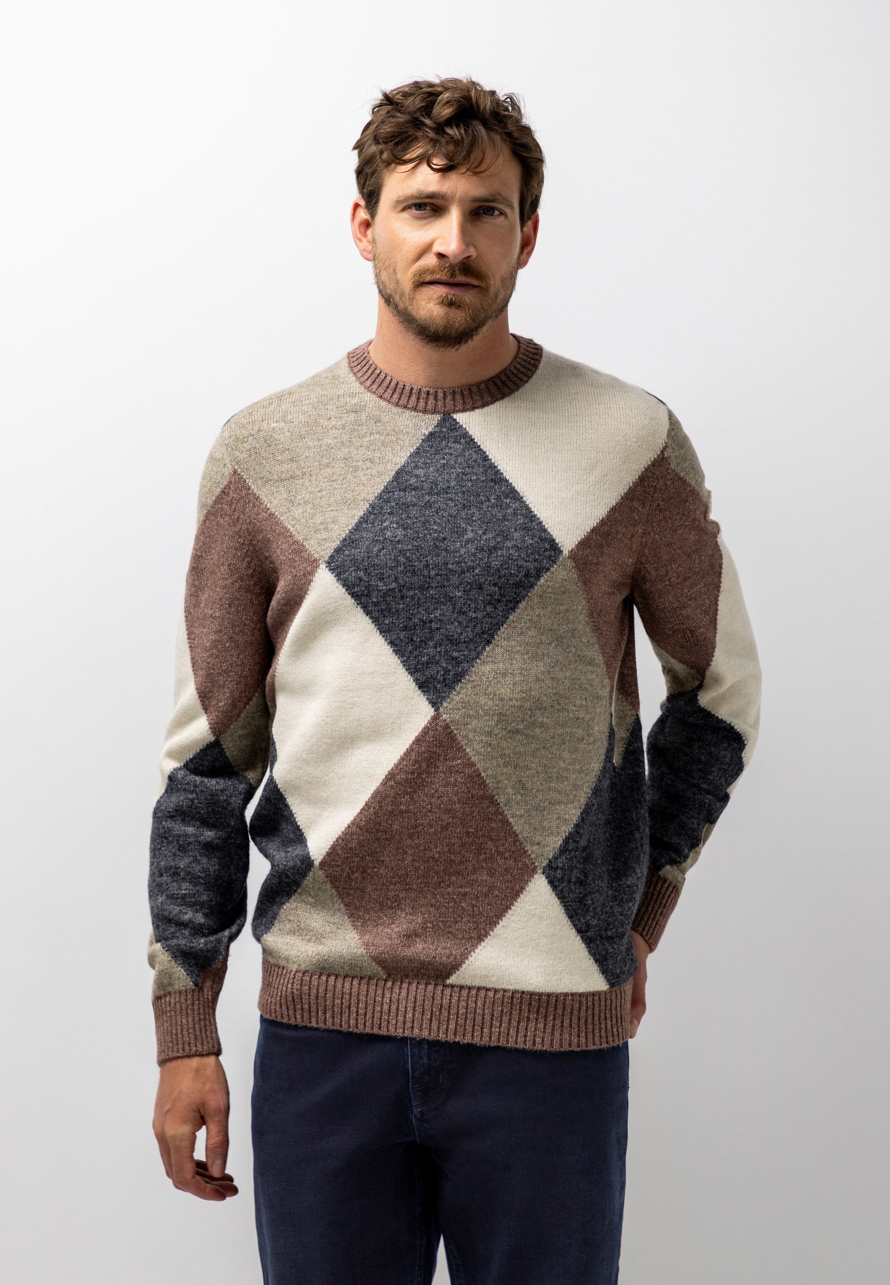 Pull jacquard en mélange de coton biologique