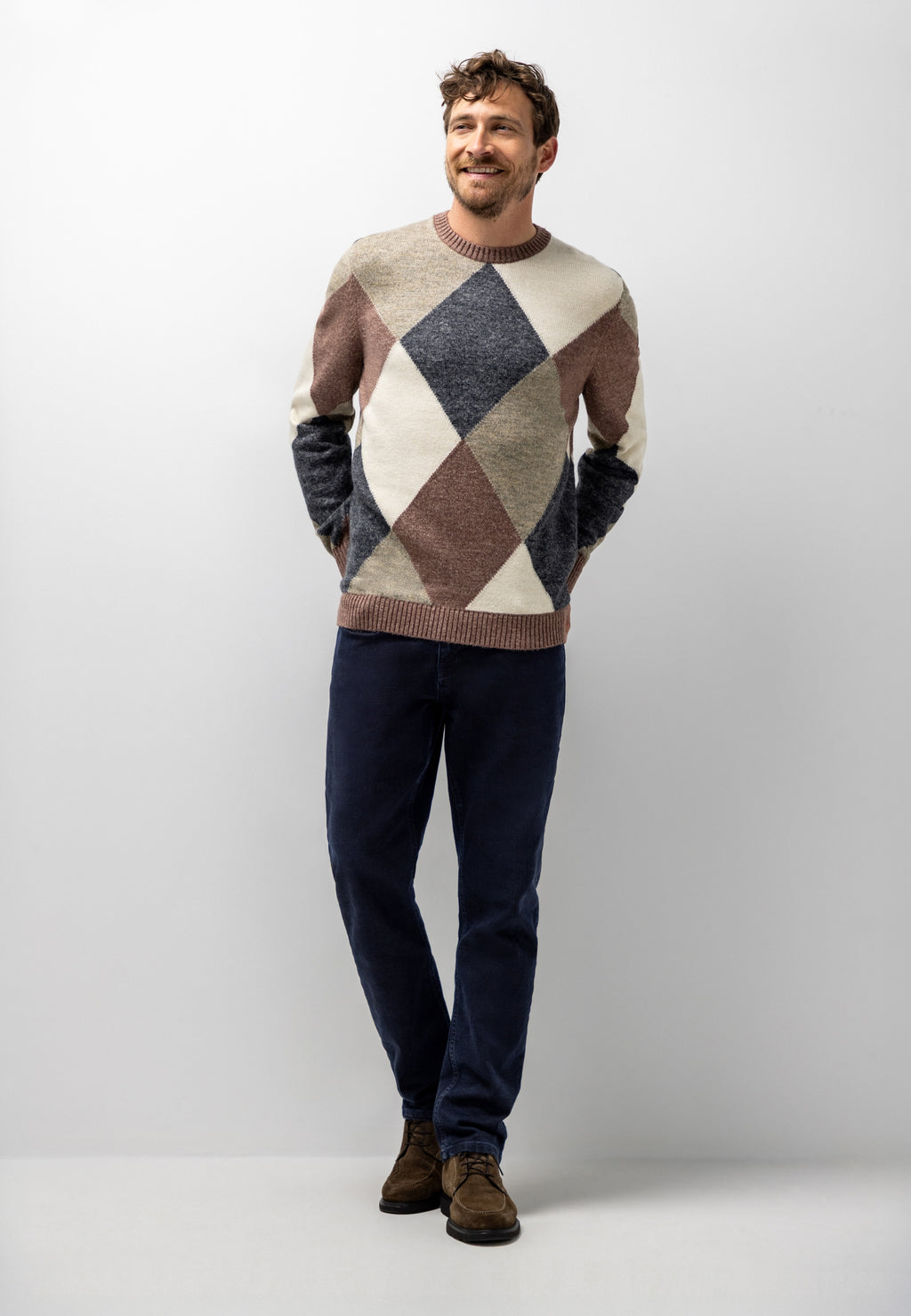 Pull jacquard en mélange de coton biologique