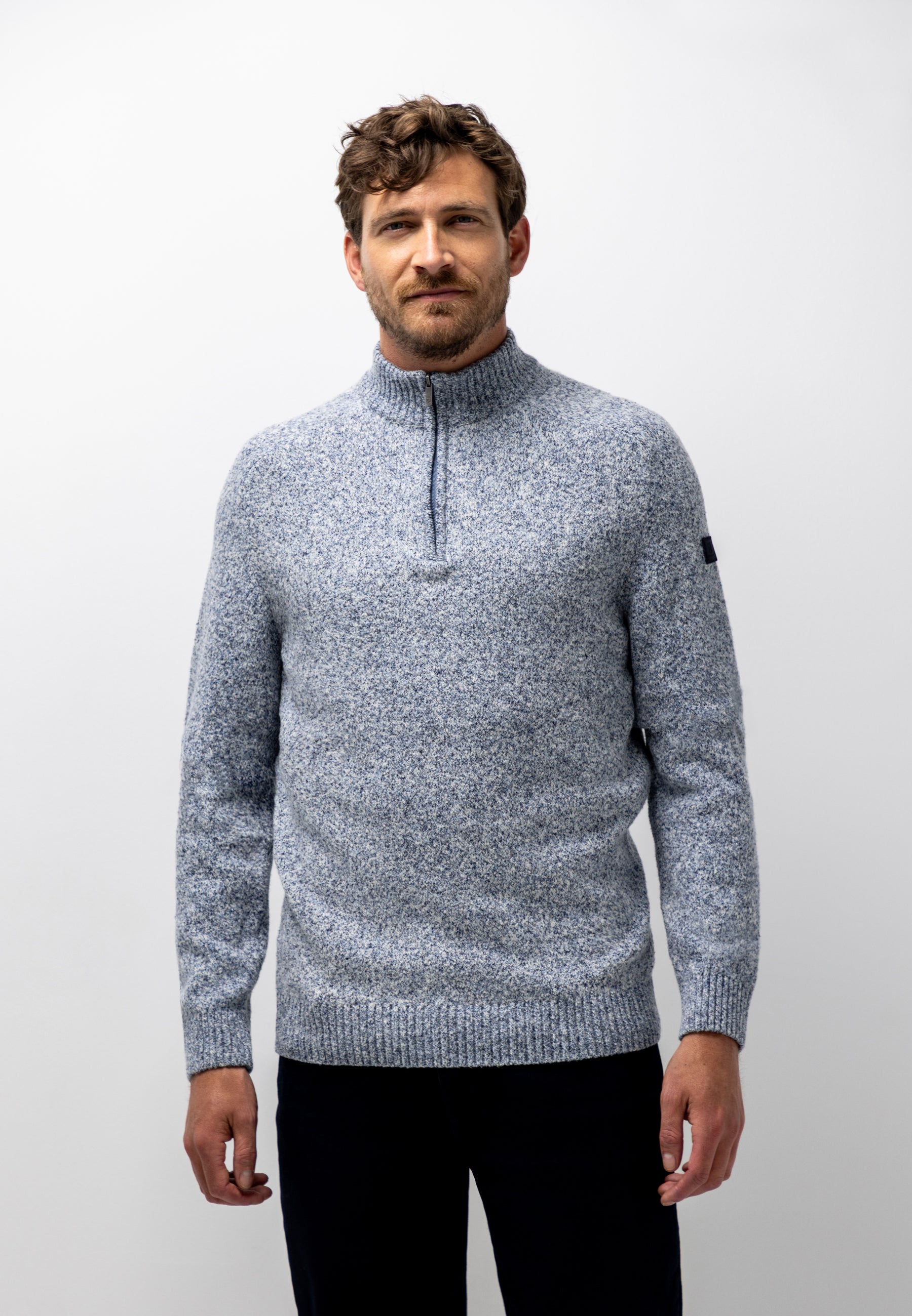 Pull en grosse maille à demi-zip