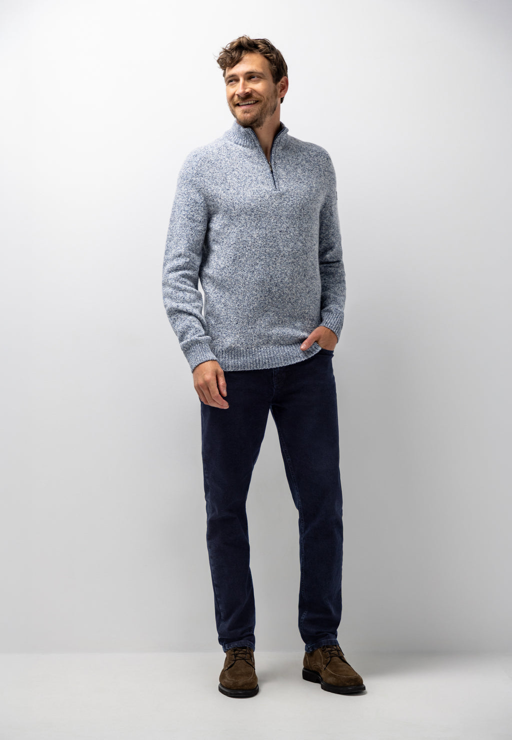 Pull en grosse maille à demi-zip
