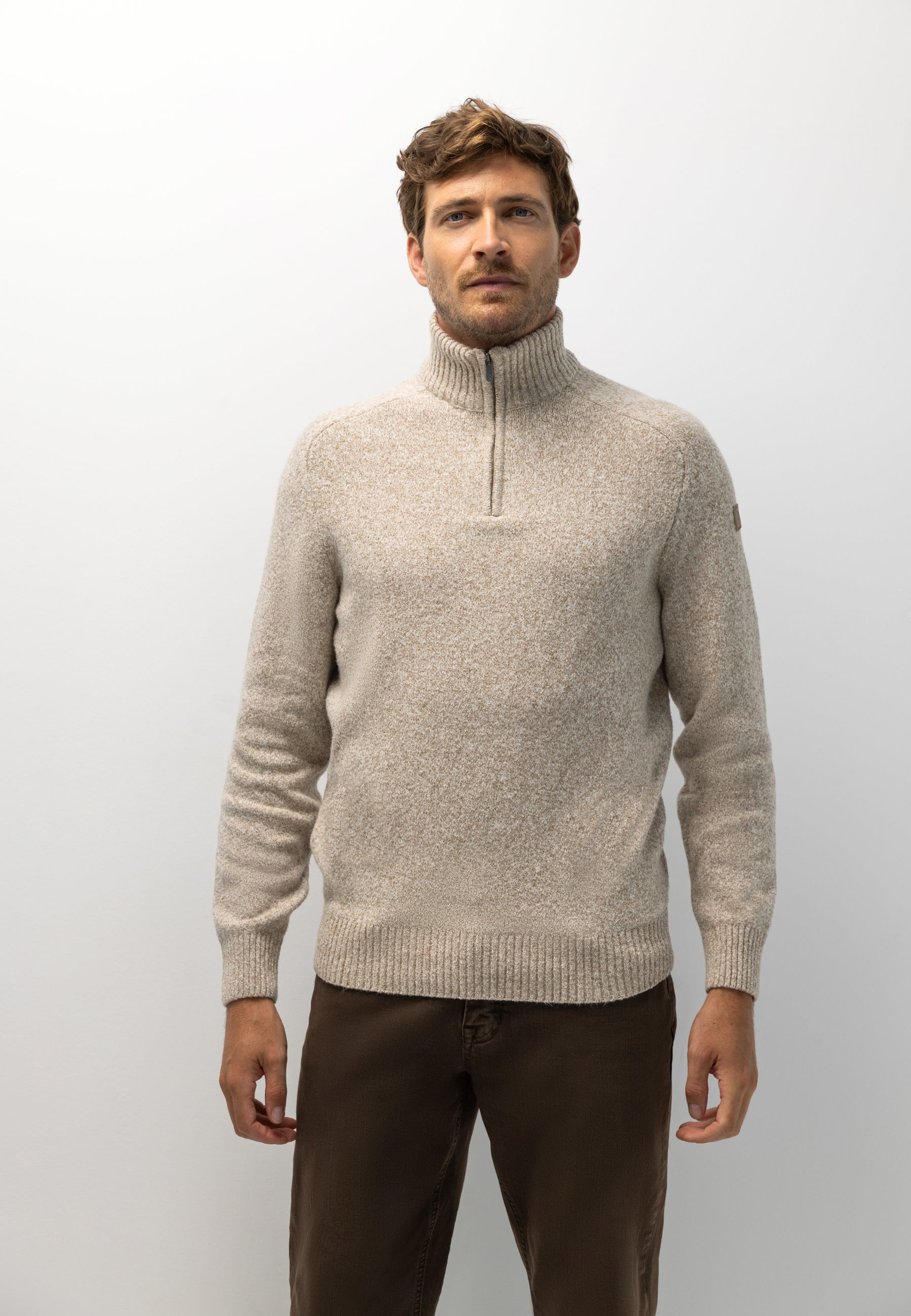 Pull en grosse maille à demi-zip