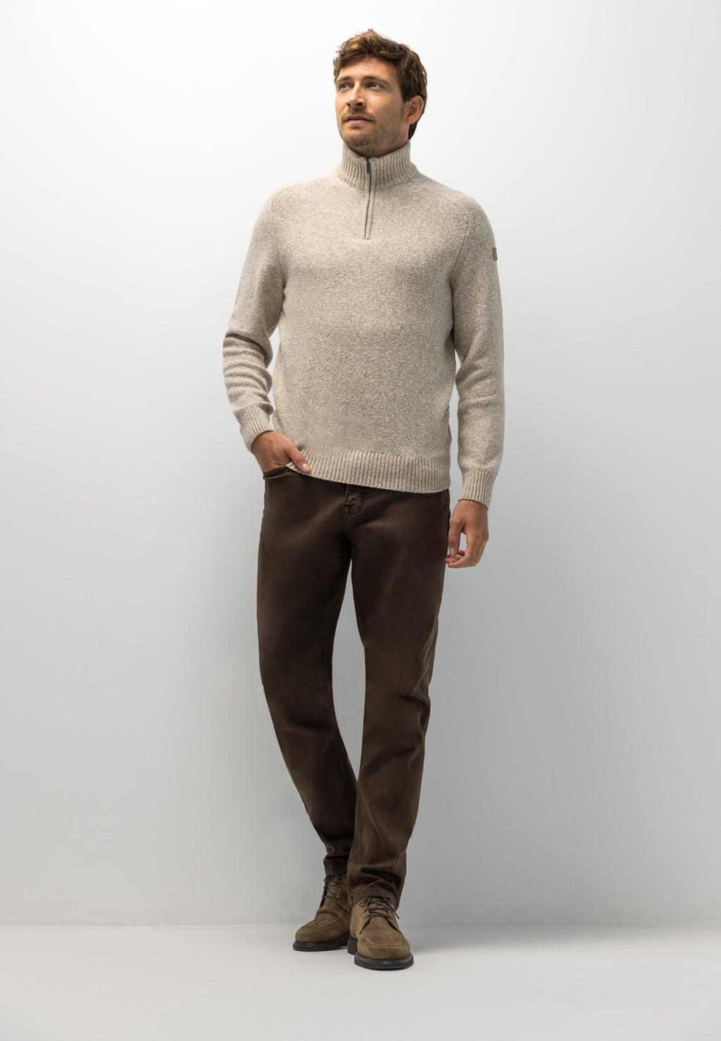 Pull en grosse maille à demi-zip