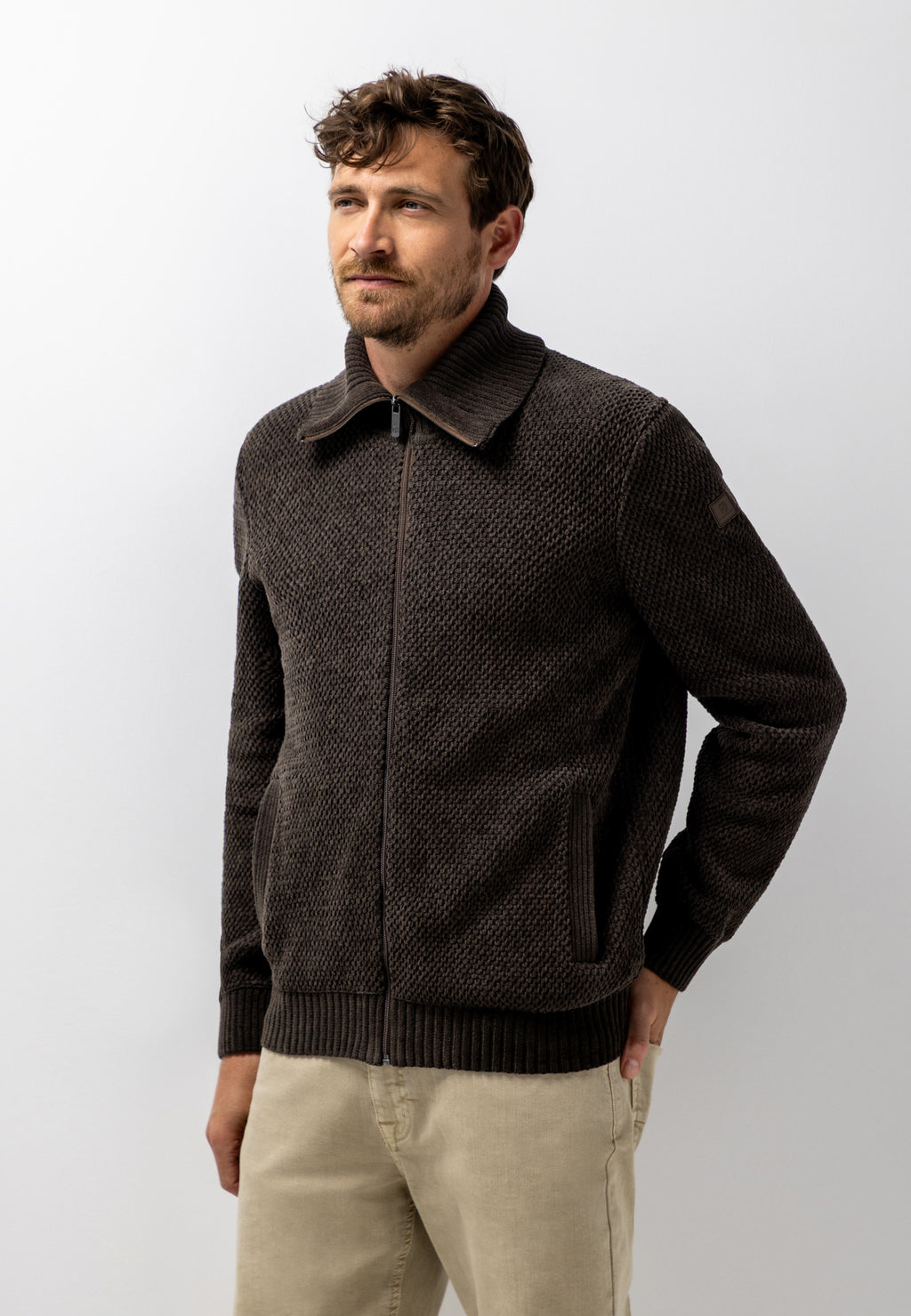 Chenille vest met matrozenkraag