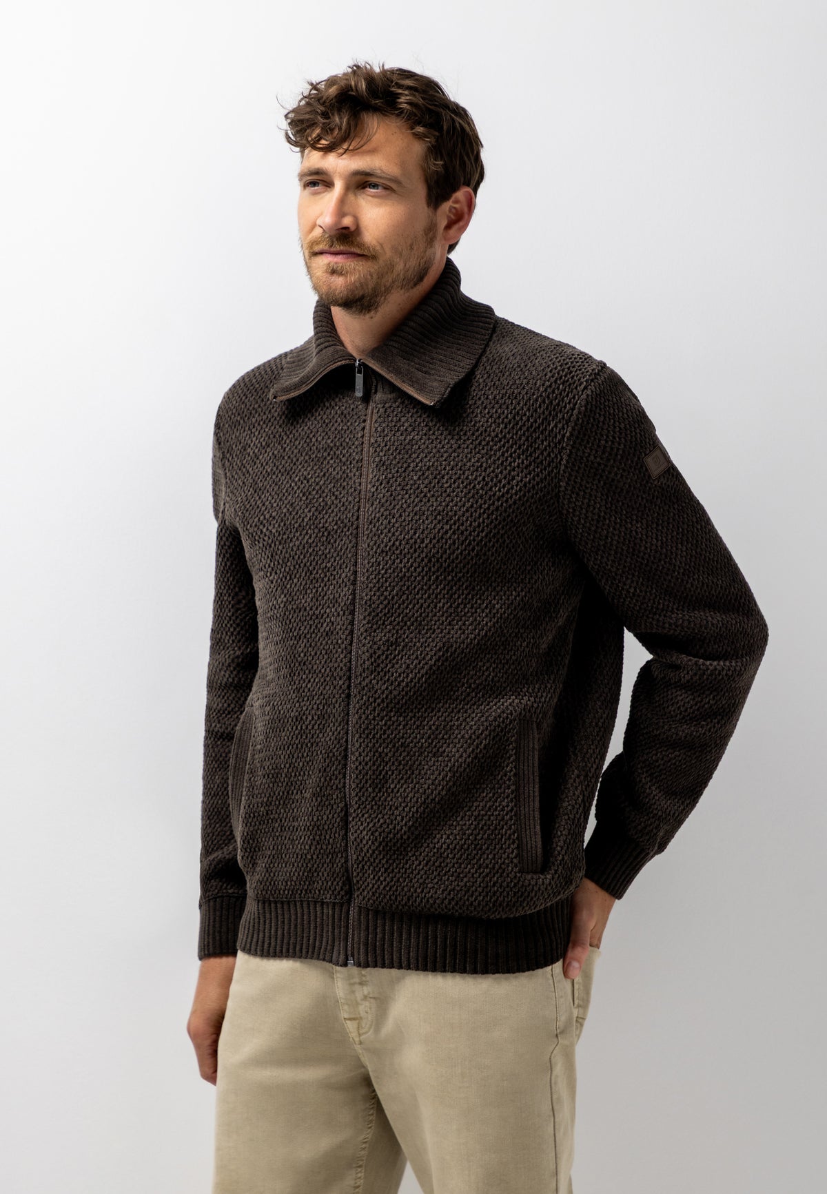 Chenille vest met matrozenkraag