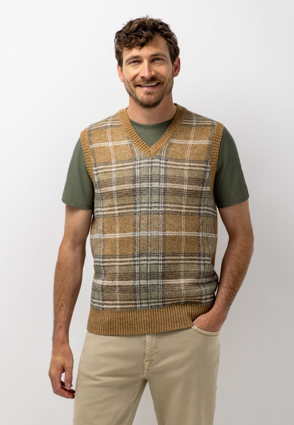 Pull sans manches à motif jacquard