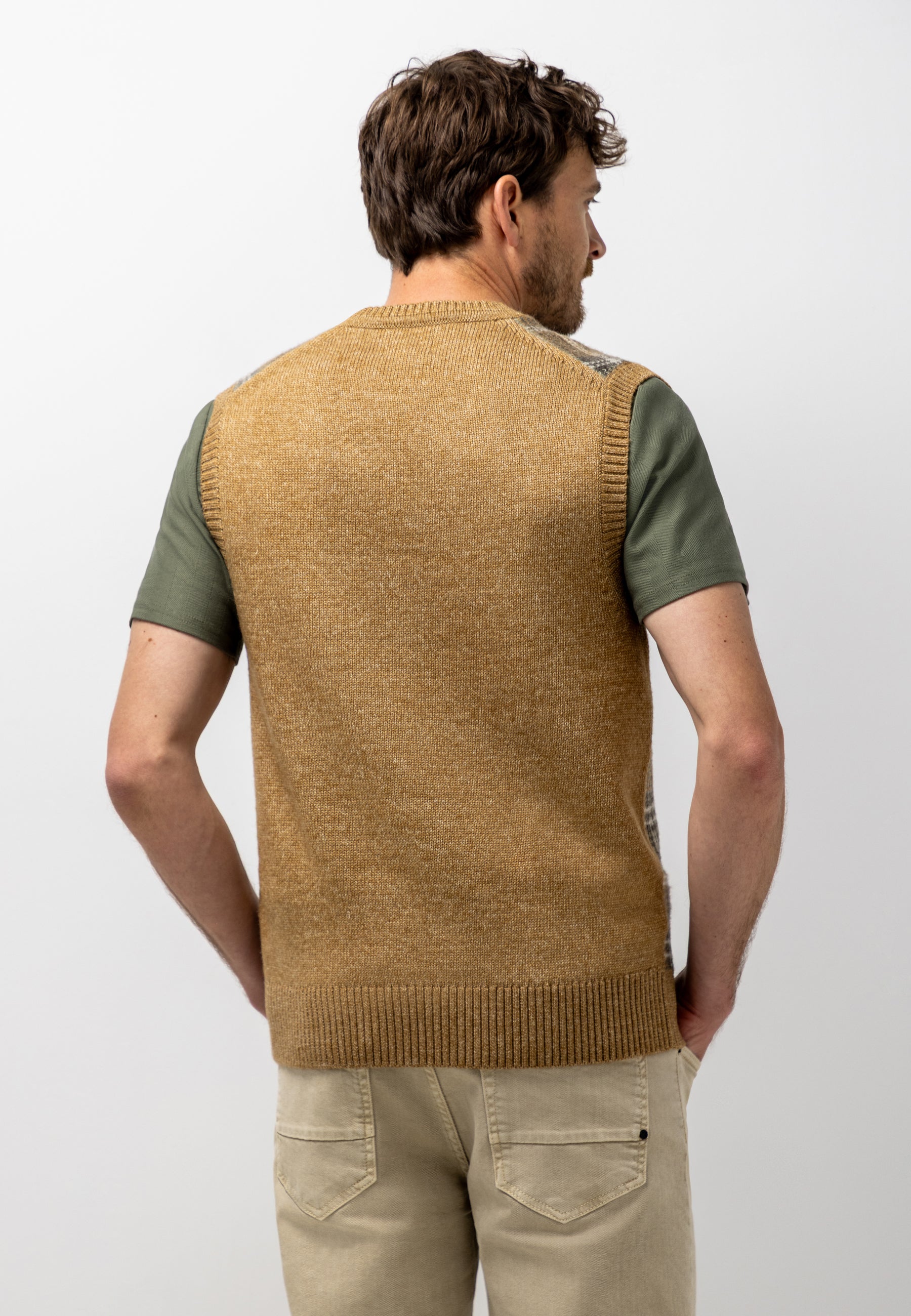 Pull sans manches à motif jacquard