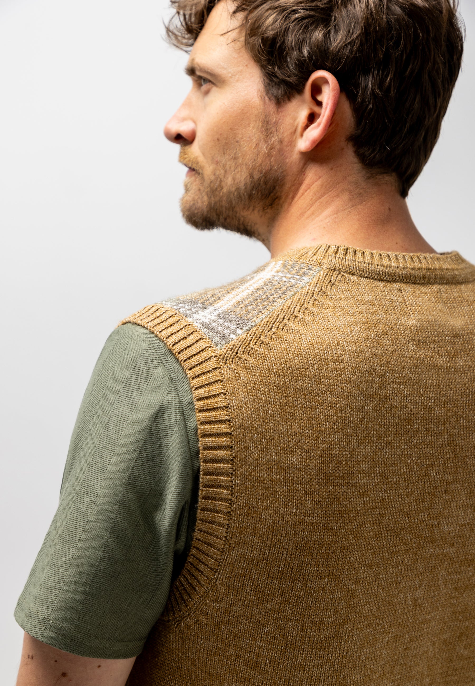 Pull sans manches à motif jacquard