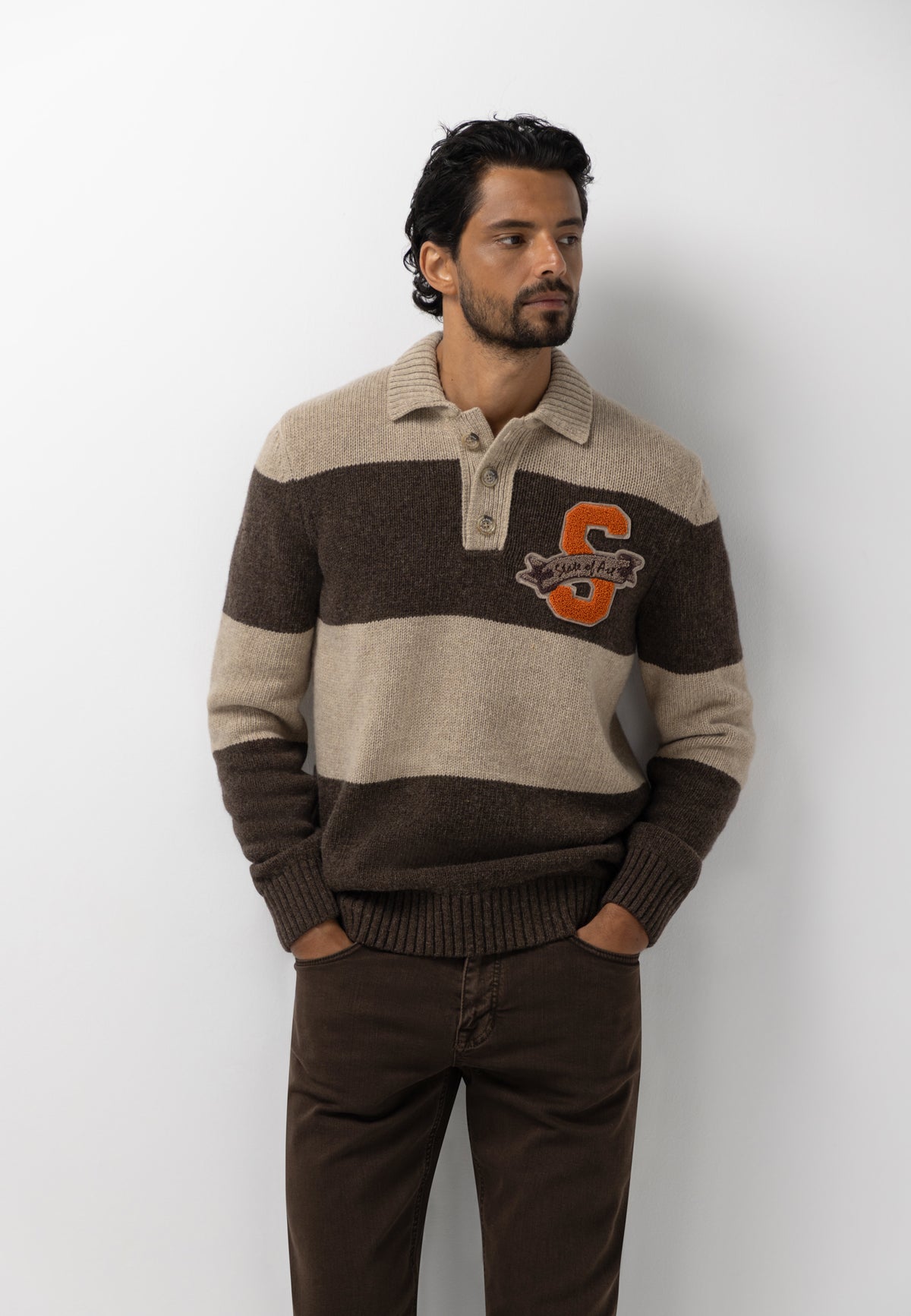 Polo met streepdessin en artwork