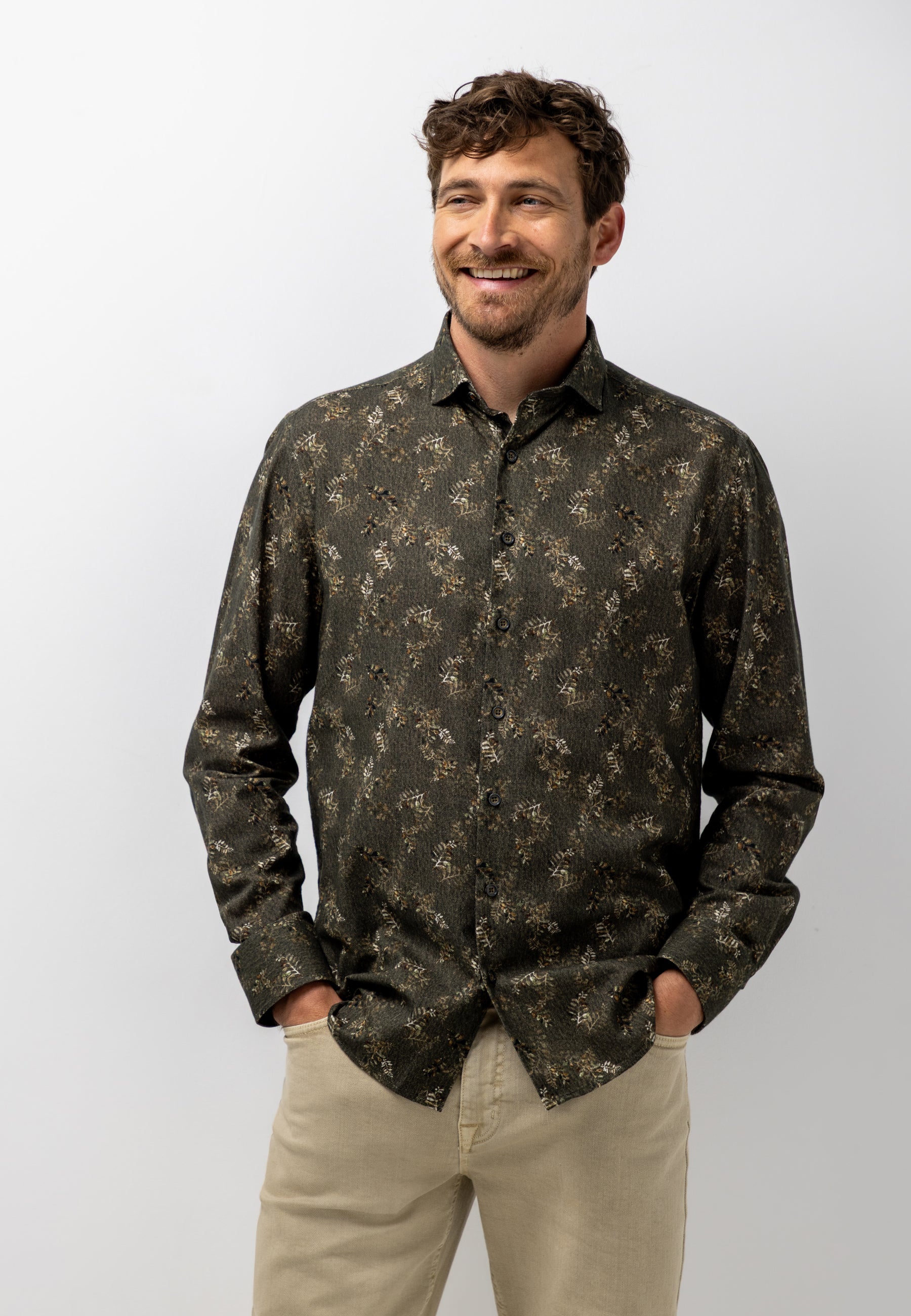 Chemise en twill à imprimé botanique