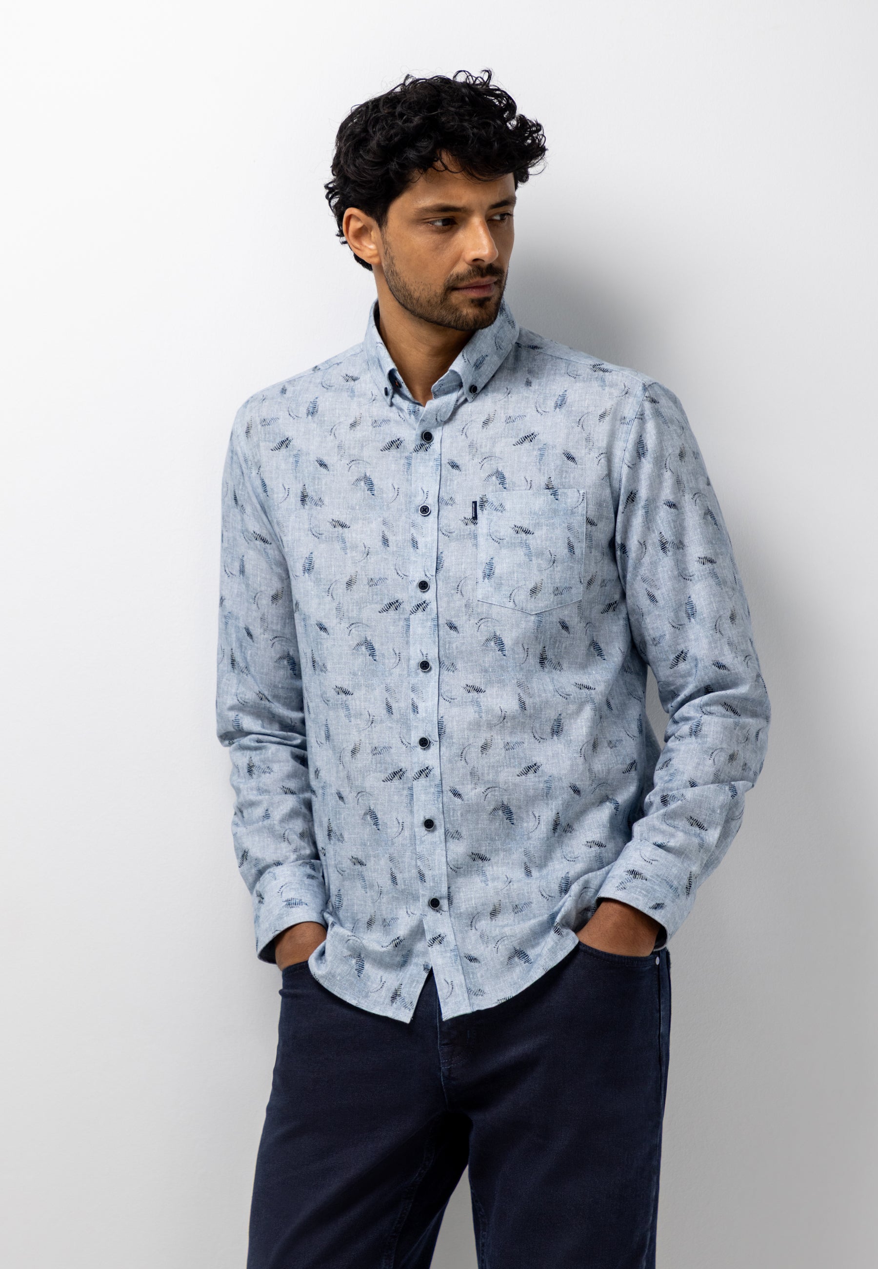 Chemise en twill à imprimé botanique