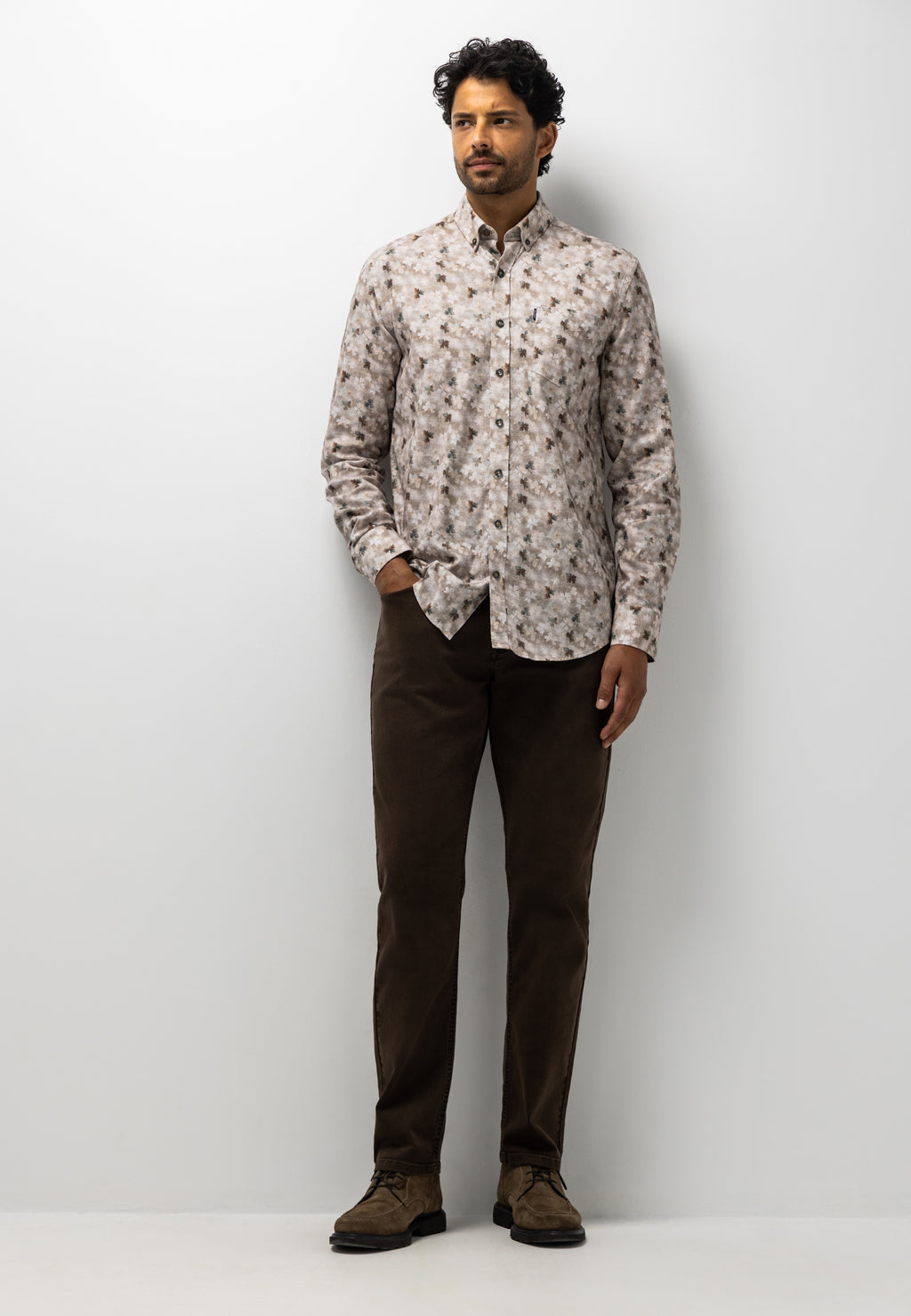 Chemise en flanelle à imprimé botanique