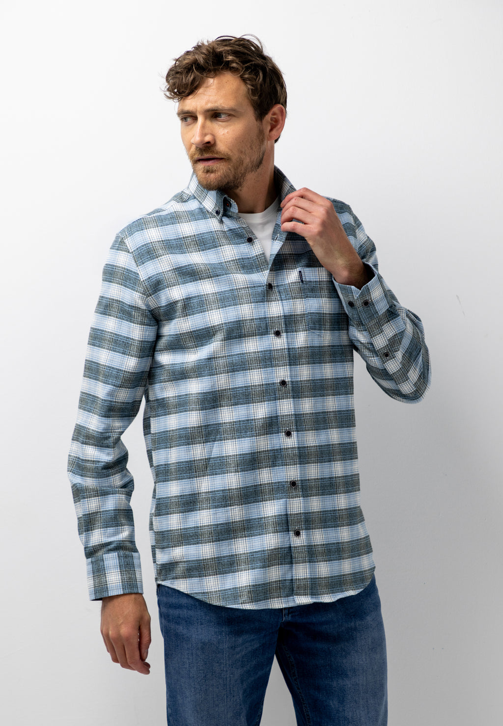 Chemise à carreaux en coton biologique