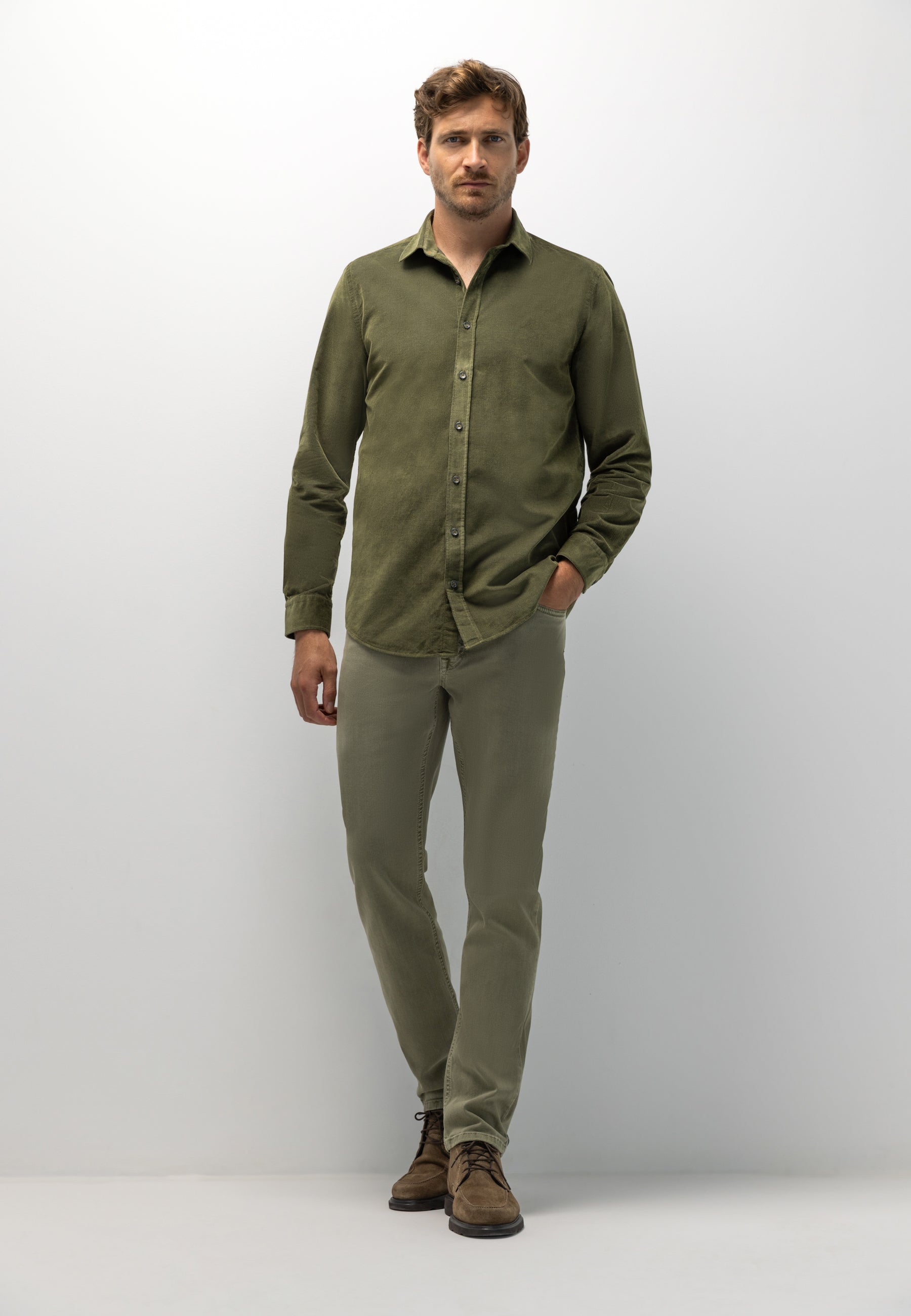 Chemise en velours à motif chiné