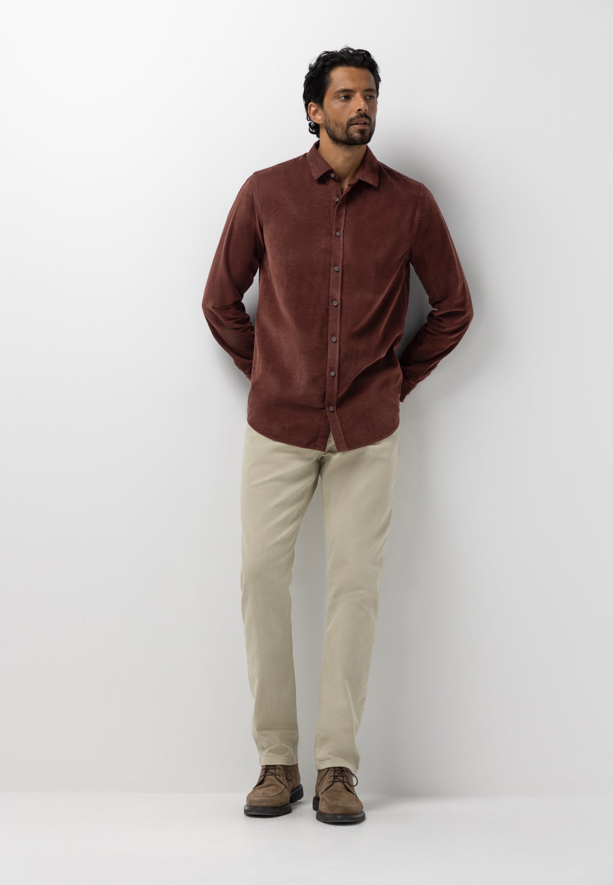 Chemise en velours à motif chiné