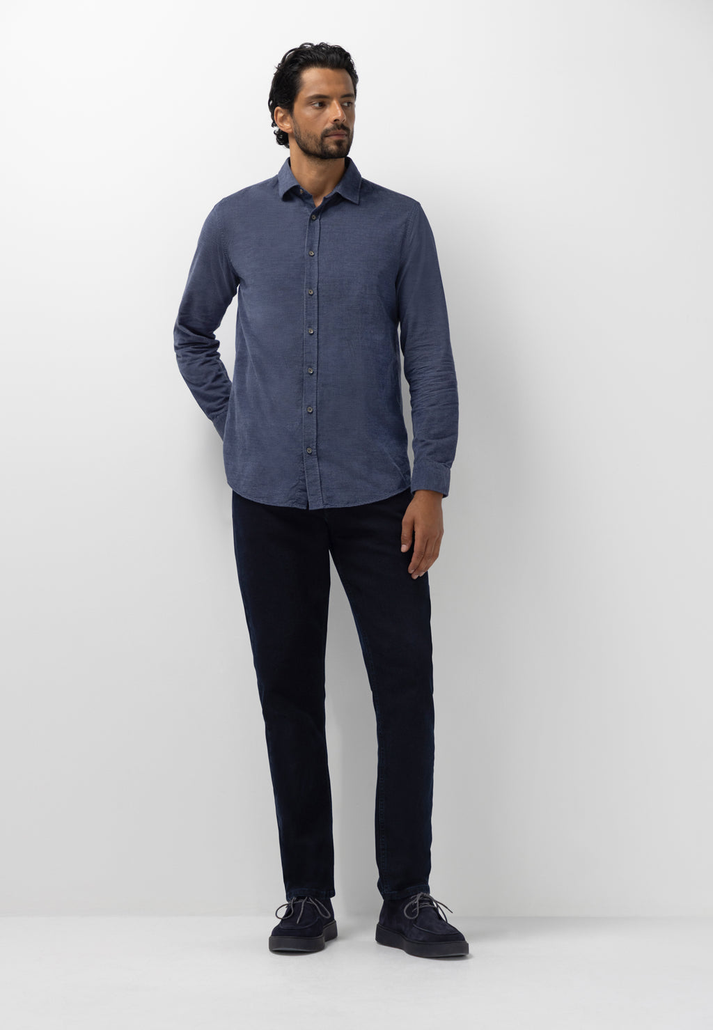 Chemise en velours à motif chiné
