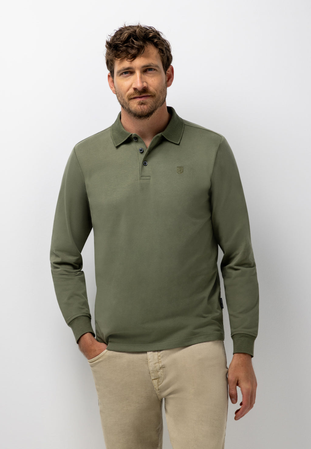 Jersey polo van katoen