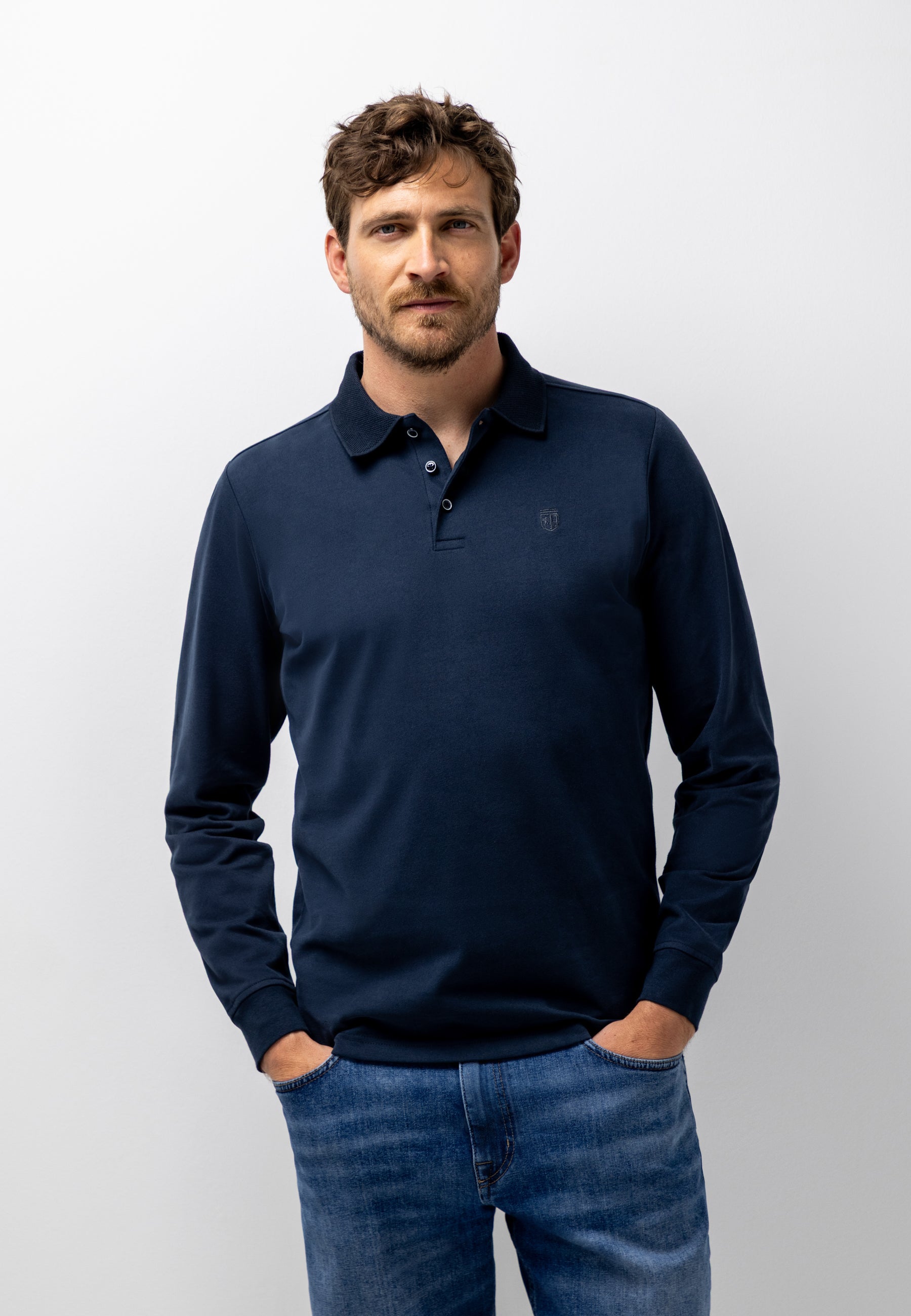 Jersey polo van katoen
