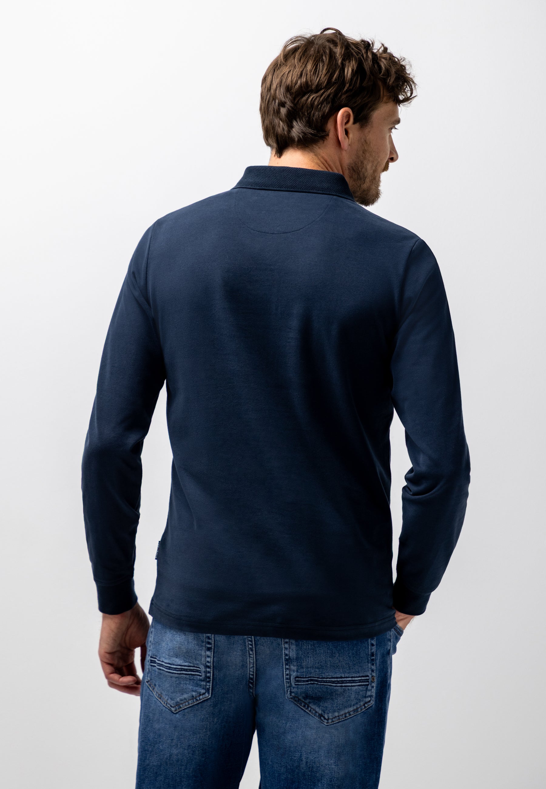 Jersey polo van katoen