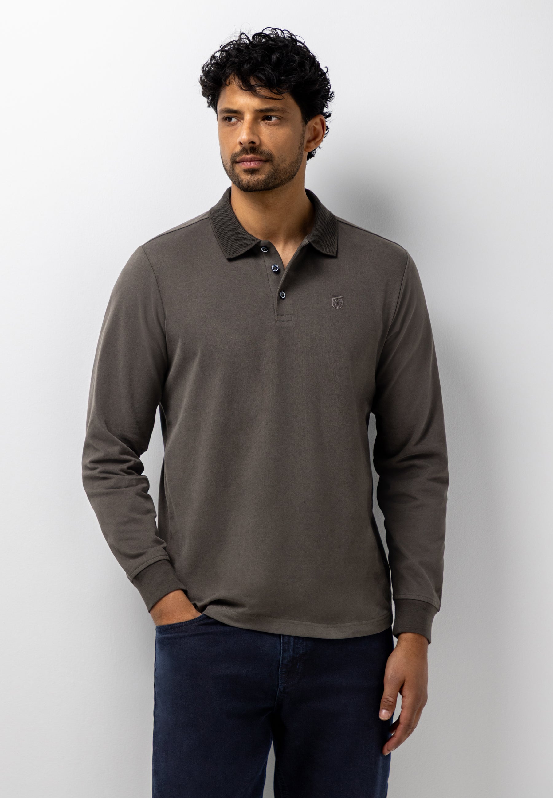 Jersey polo van katoen