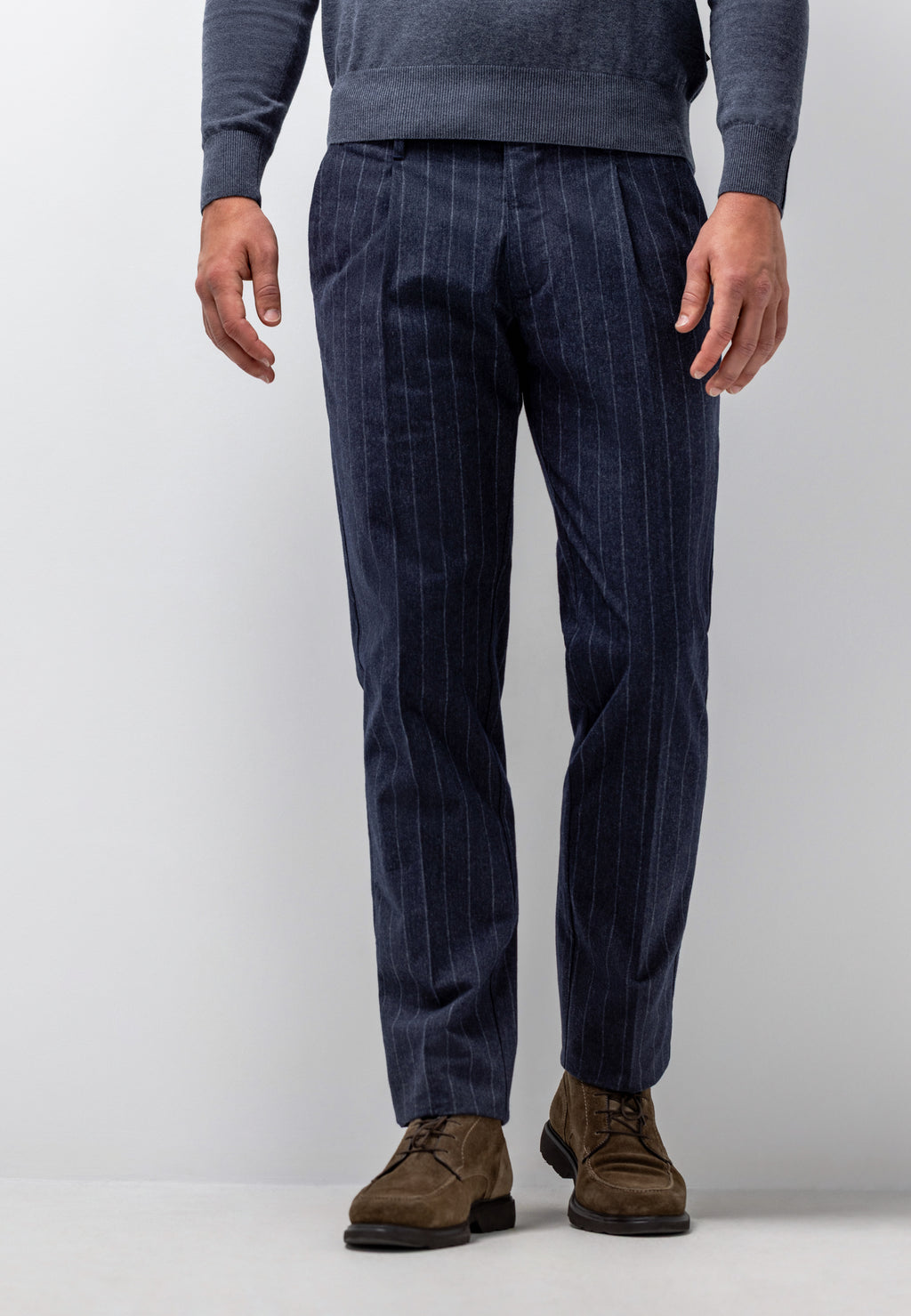 NAVIGATOR gestreepte chino in stretchshof