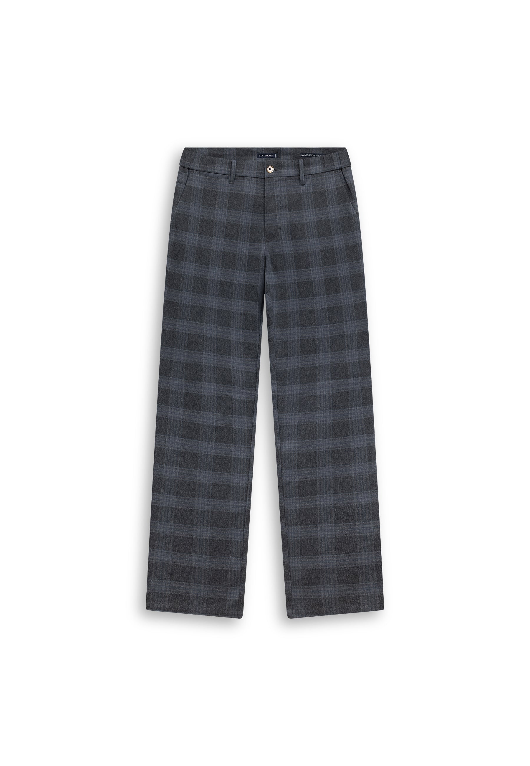 NAVIGATOR geruite chino in stretchstof