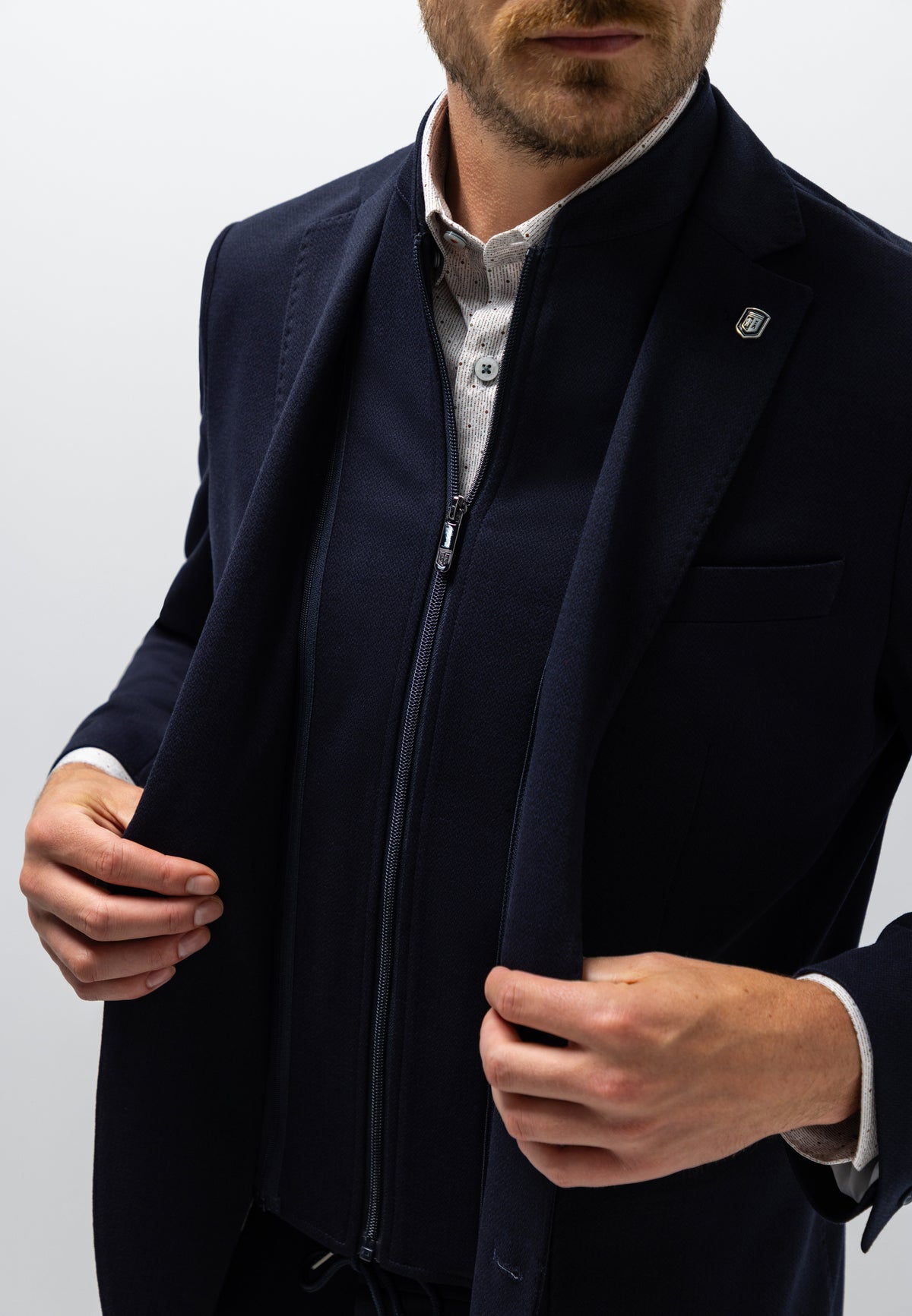 Gemêleerde blazer met visgraatdessin