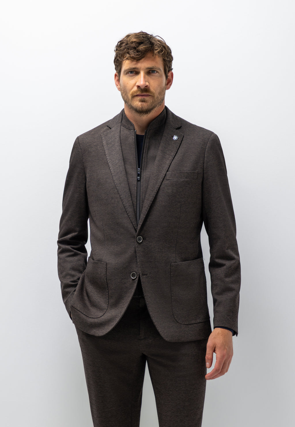 Blazer chiné à motif chevrons