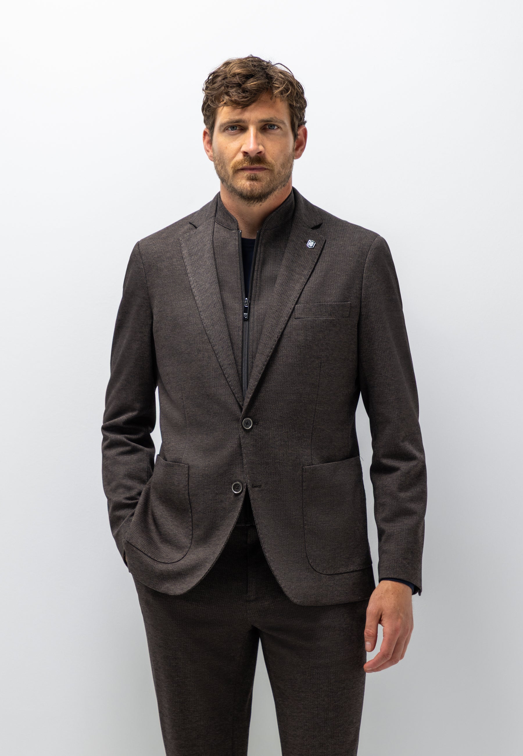 Blazer chiné à motif chevrons