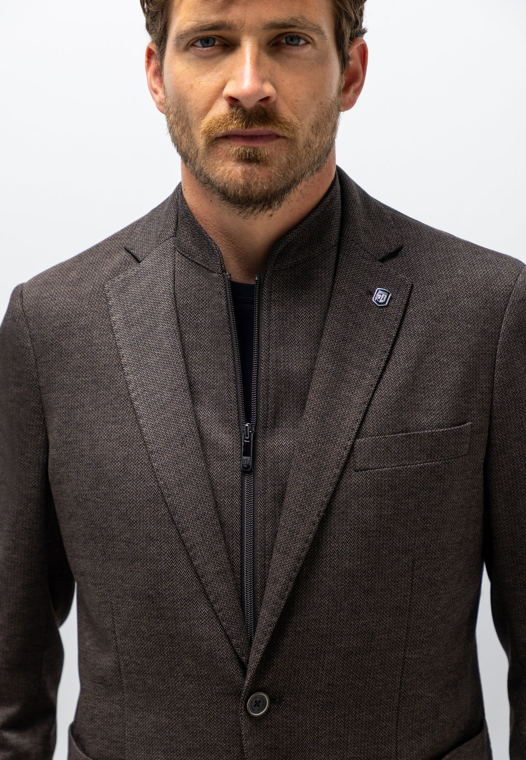 Blazer chiné à motif chevrons