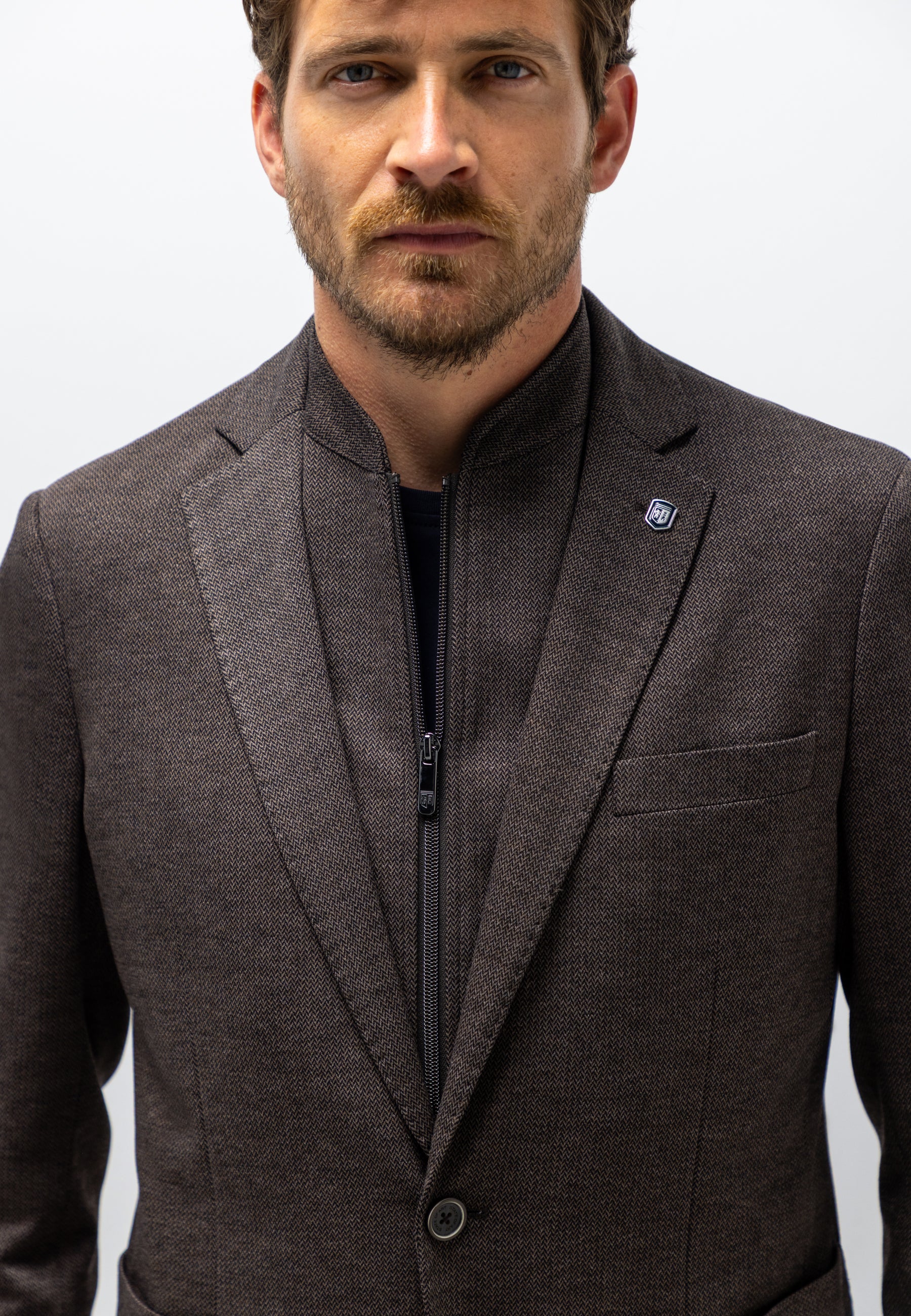 Blazer chiné à motif chevrons