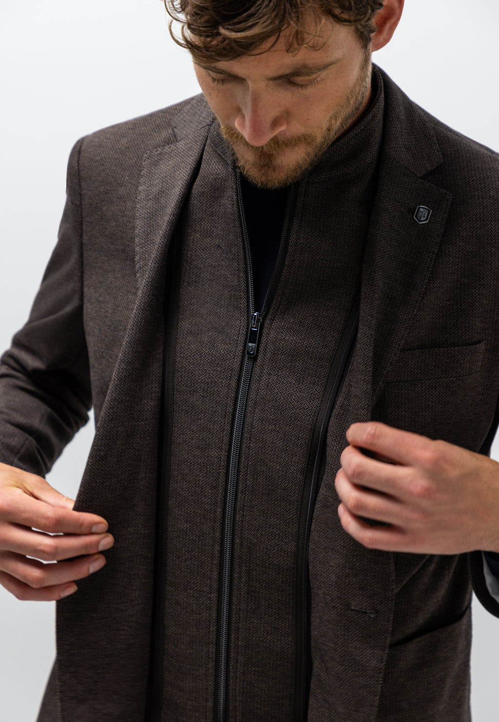 Blazer chiné à motif chevrons