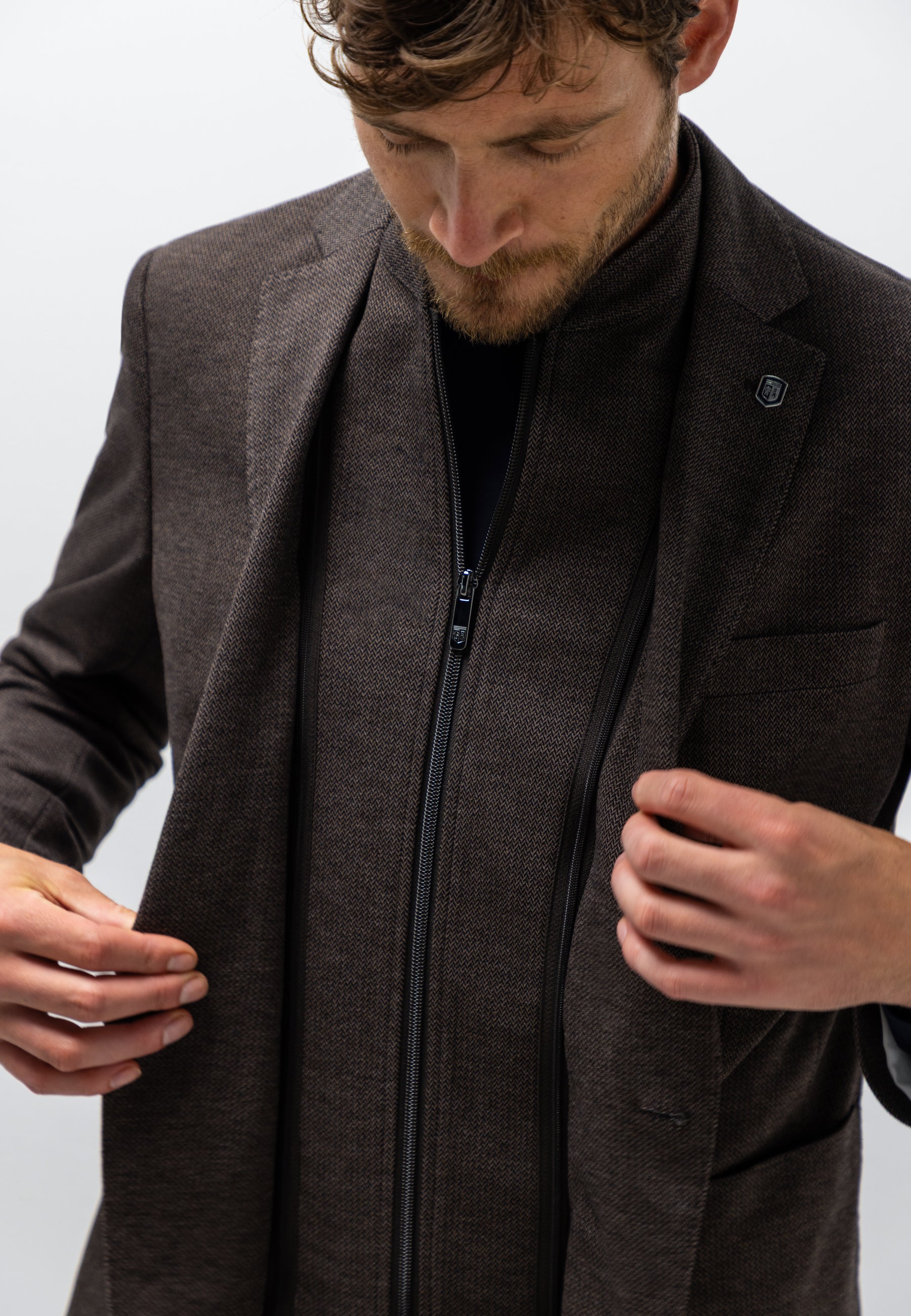 Blazer chiné à motif chevrons