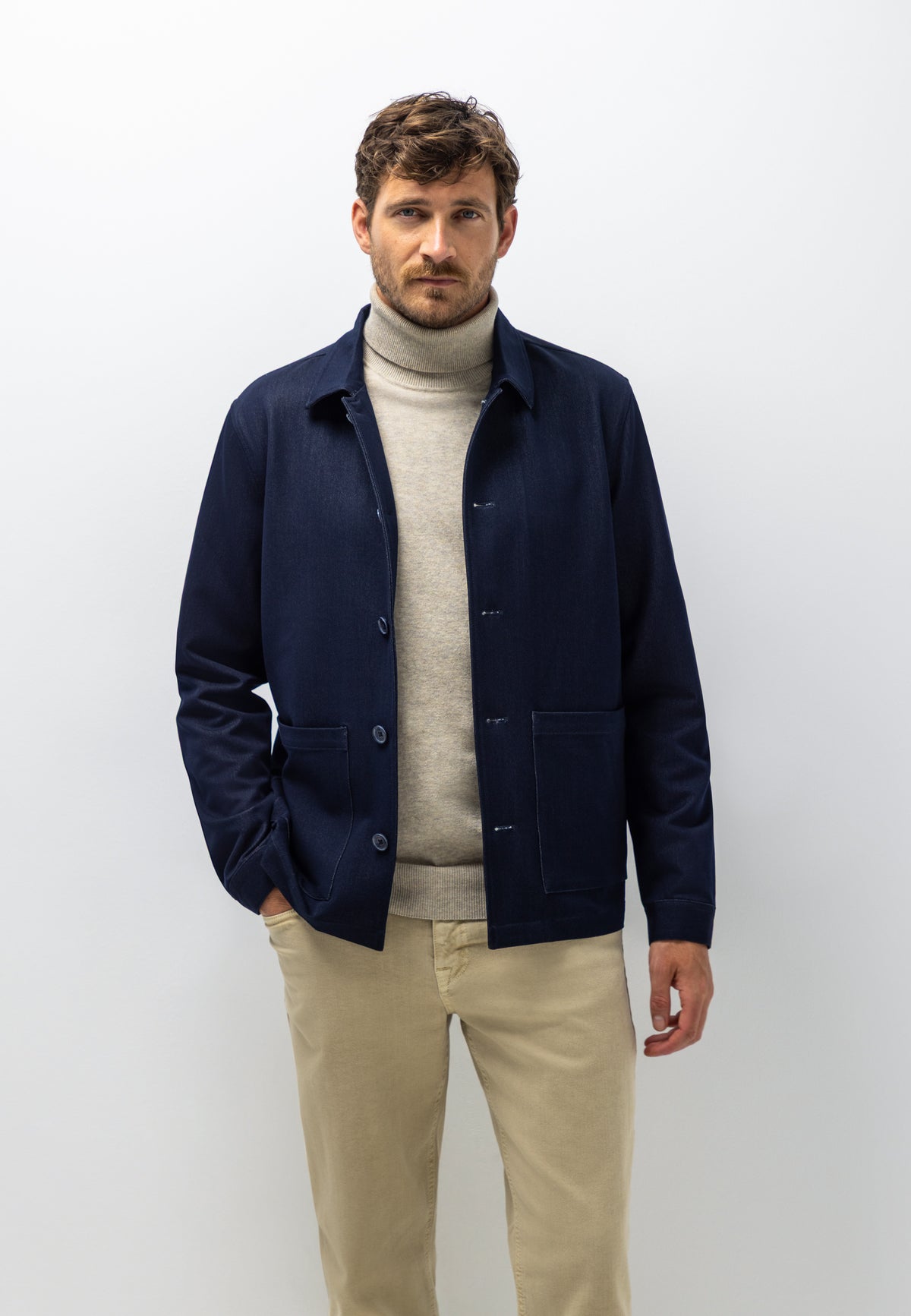 Blazer met denimstructuur