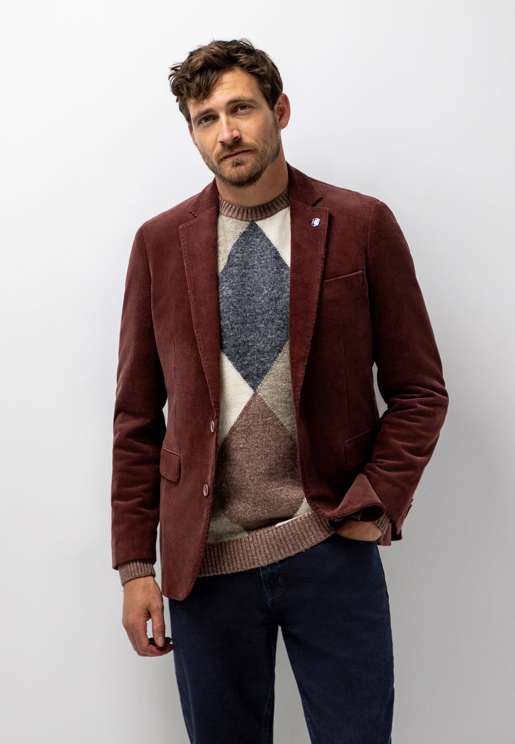 Blazer en velours côtelé de coton mélangé