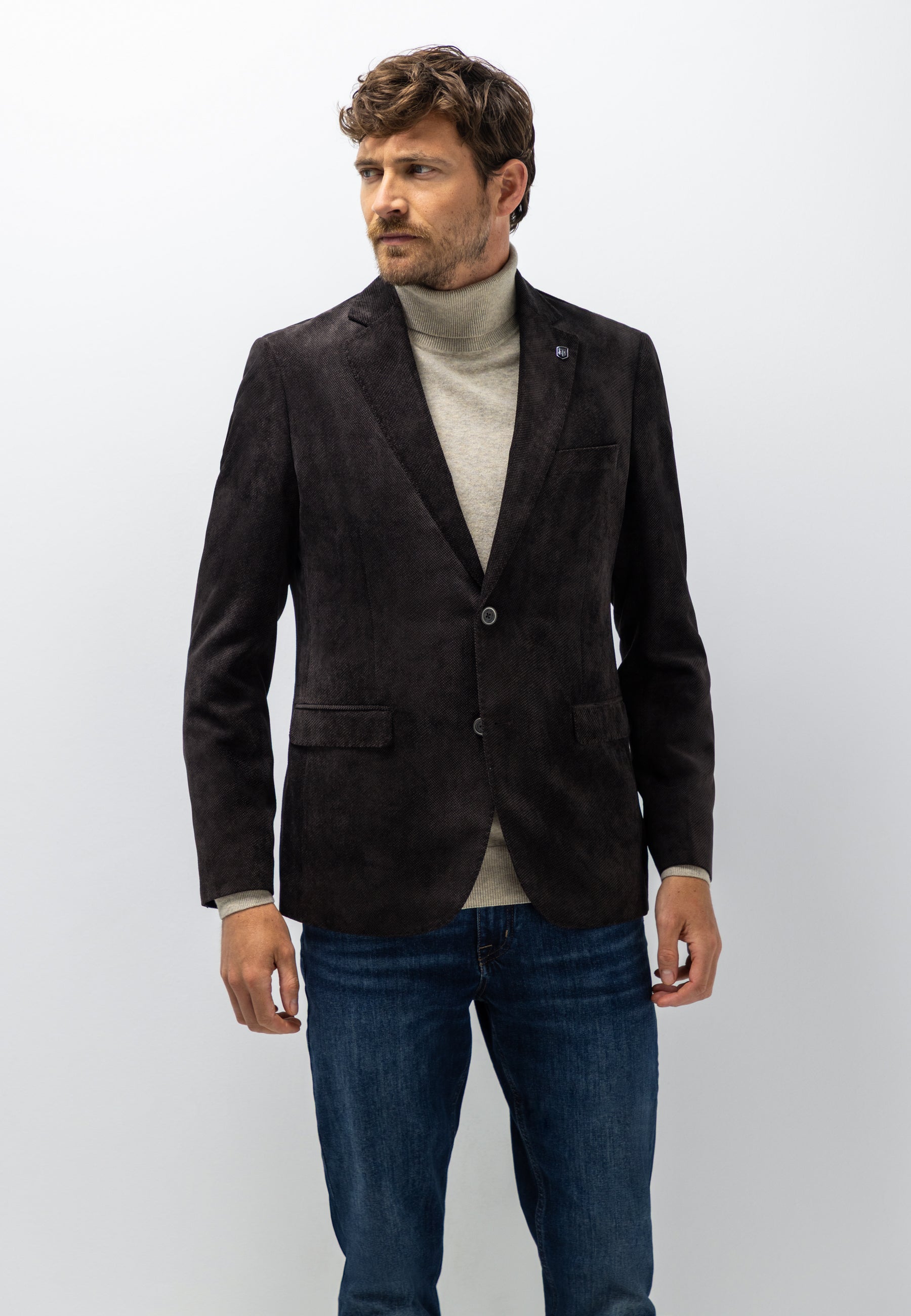 Gemêleerde blazer met reverskraag