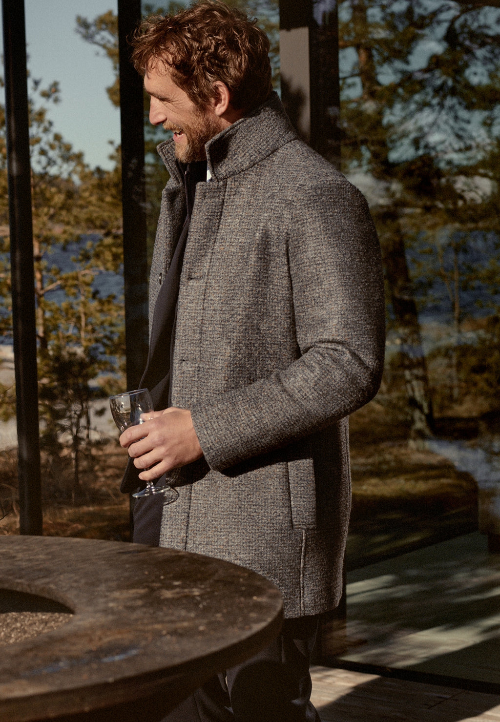 Manteau à carreaux en mélange de laine