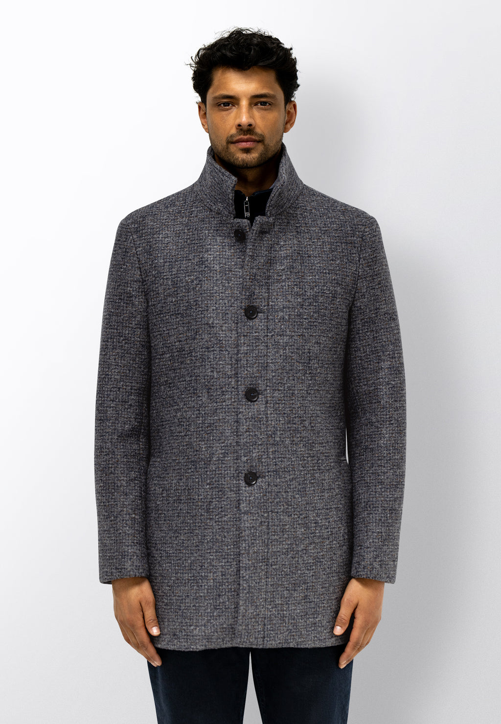 Manteau à carreaux en mélange de laine