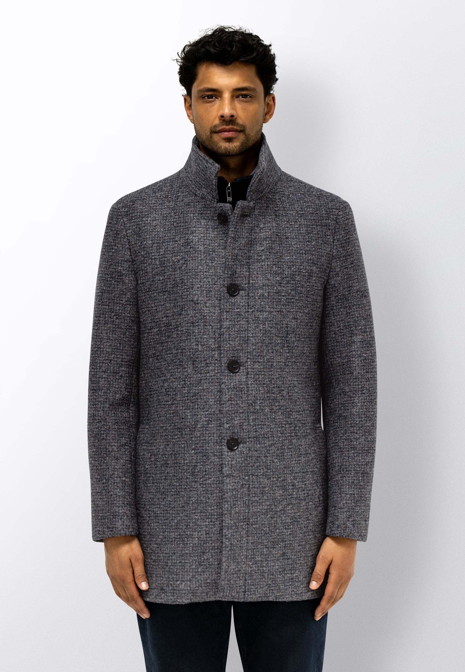 Manteau à carreaux en mélange de laine