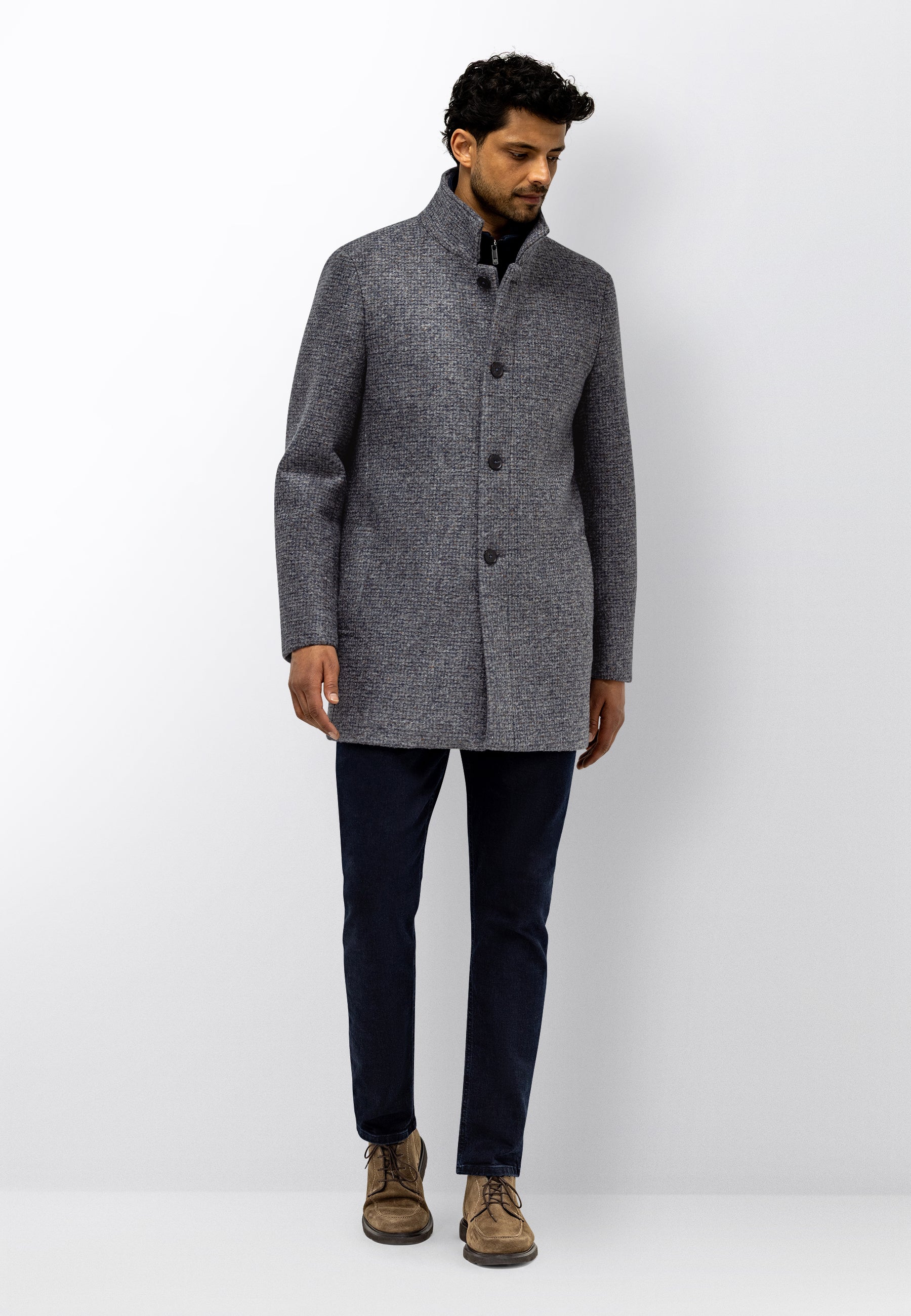 Manteau à carreaux en mélange de laine