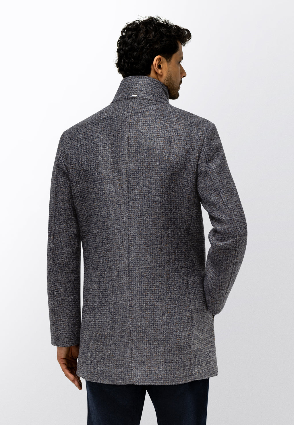 Manteau à carreaux en mélange de laine