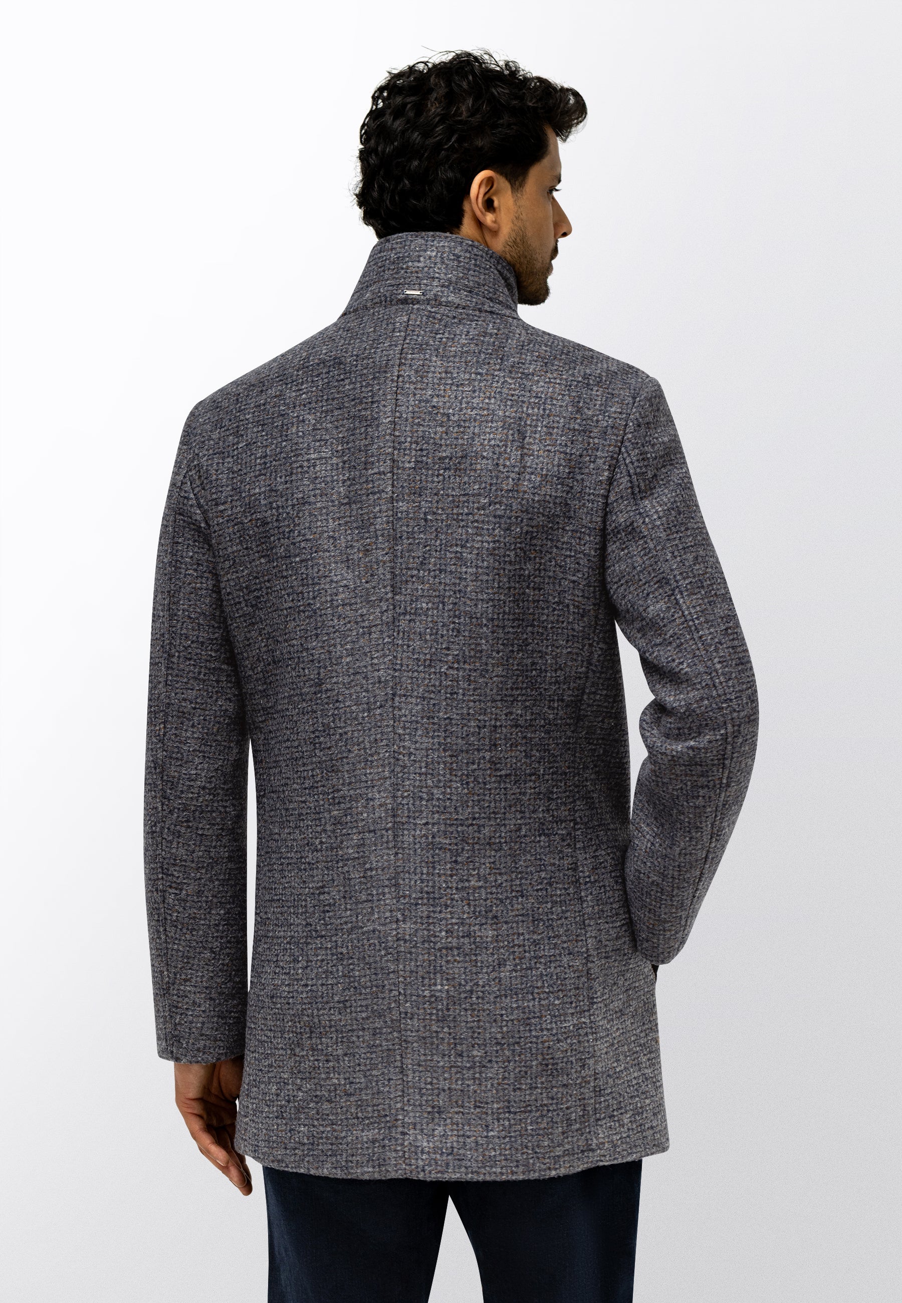 Manteau à carreaux en mélange de laine