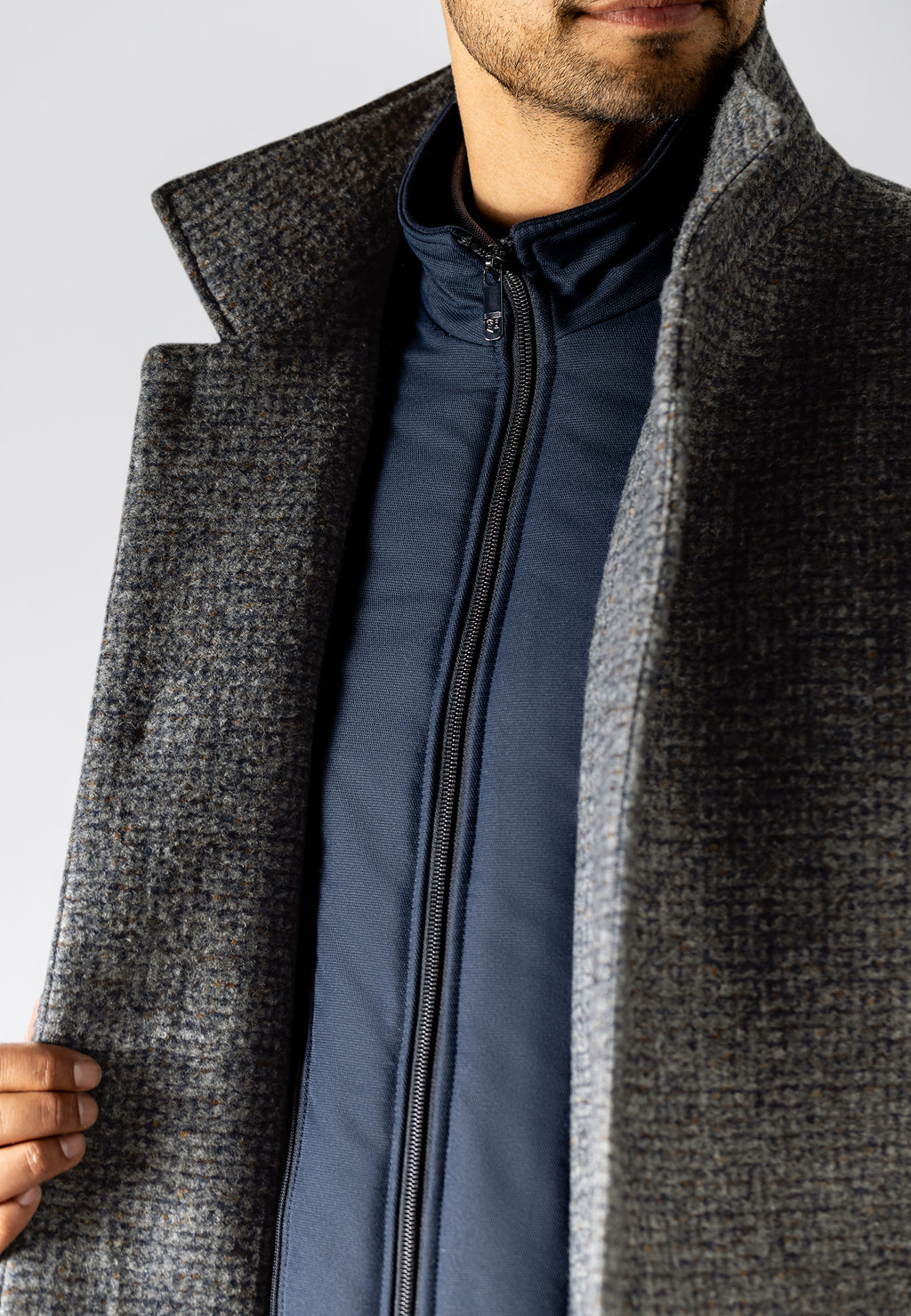 Manteau à carreaux en mélange de laine